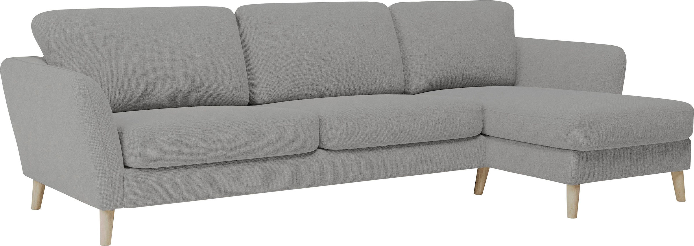 Home affaire Ecksofa »MARSEILLE (279/152cm),L-Form, Rec. rechts/links, verschiedene Bezüge«, Massivholzbeine Eiche, Landhausstil, Wellenunterfederung