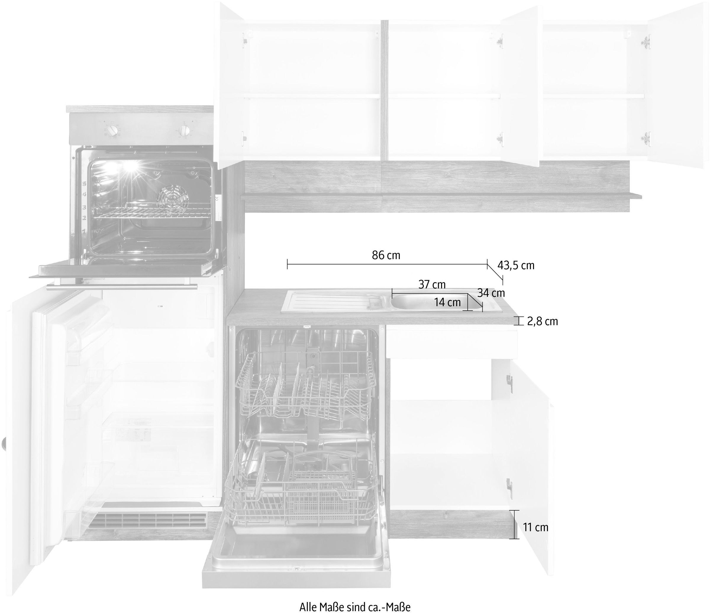 Kochstation Küche »KS-Virginia«, Stellbreite 230/190 cm, ohne E-Geräte