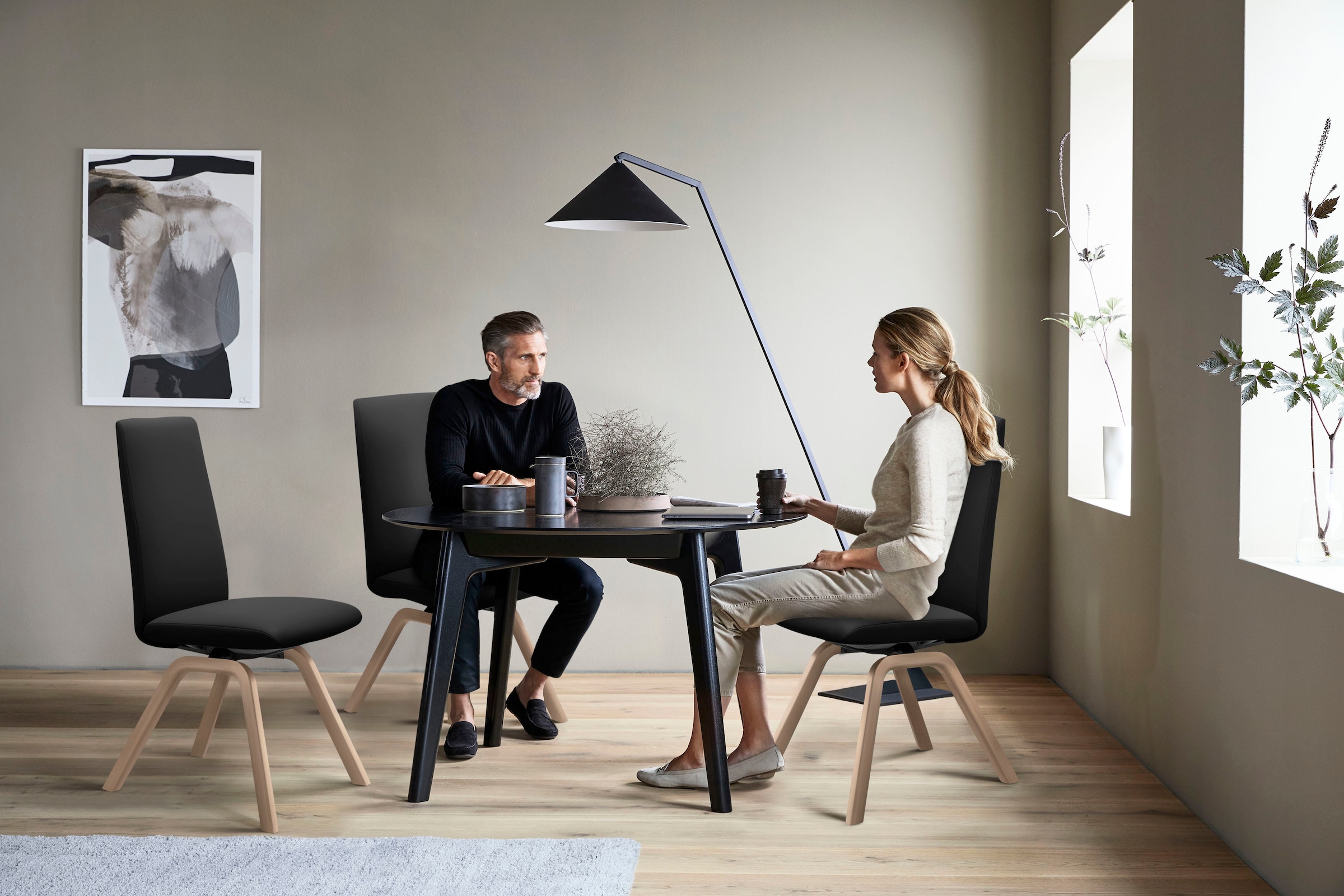 Stressless® Polsterstuhl »Laurel«, Leder BATICK, High Back, Größe L, mit schräggestellten Beinen in Schwarz