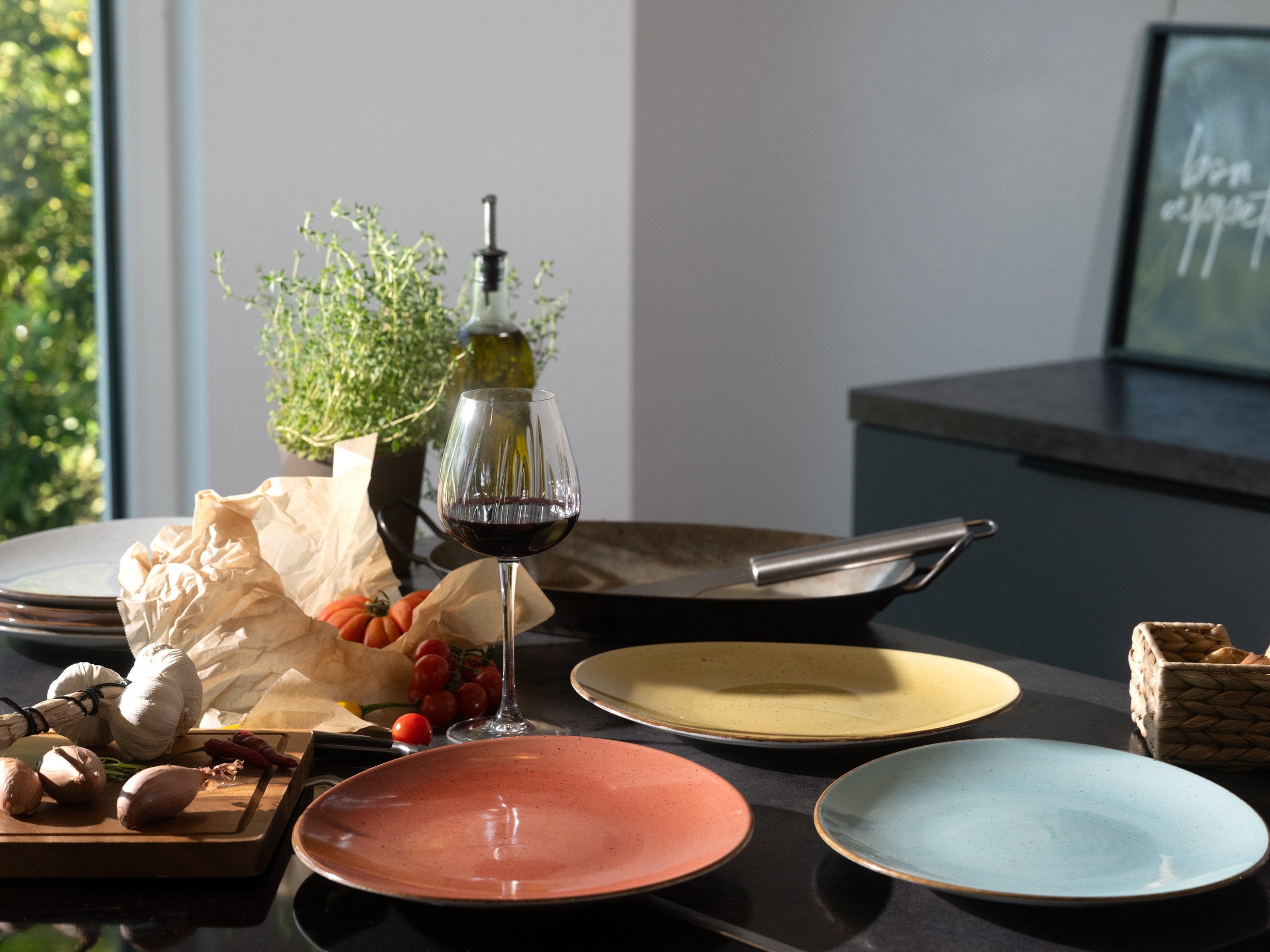 CreaTable Steakteller »Vintage Nature, Teller Set, 4-tlg.« Naturverbundenes Design, Vielseitig einsetzbar