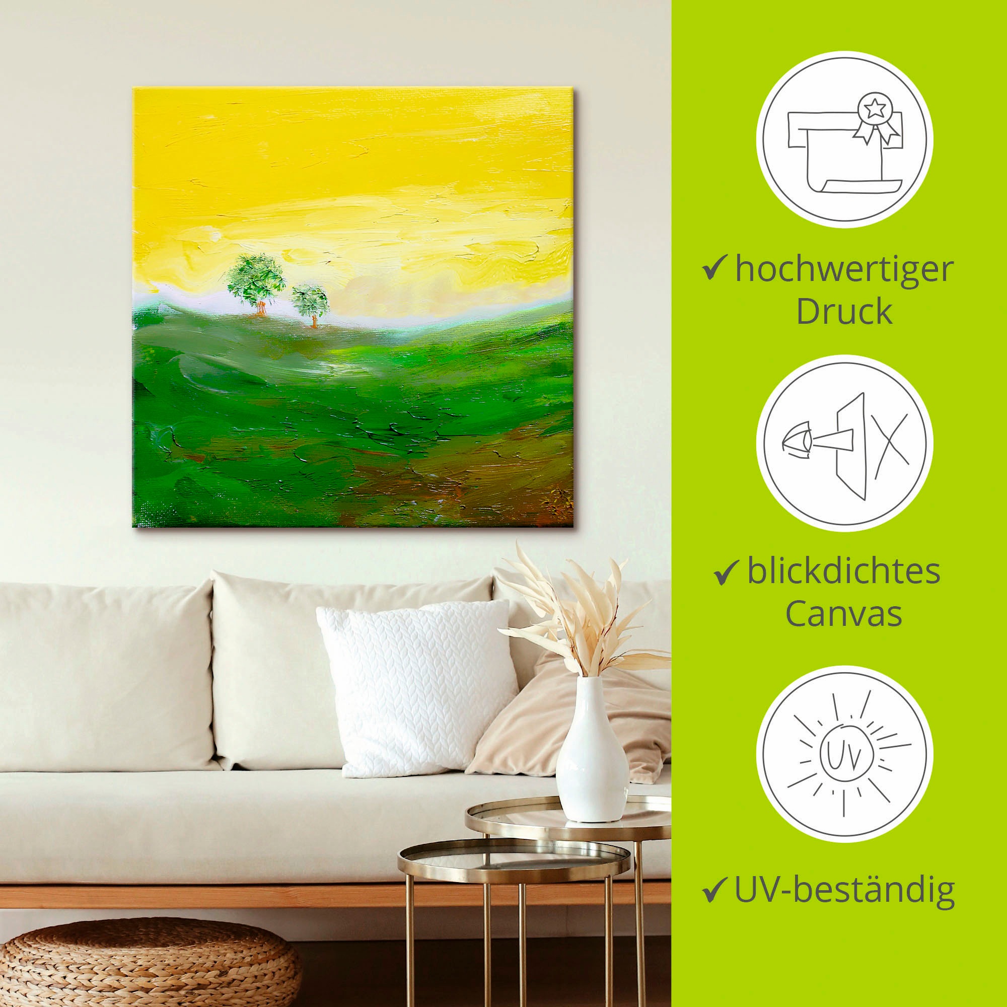 Artland Leinwandbild »Sonniger Tag«, Wiesen & Bäume, (1 St.), auf Keilrahmen gespannt