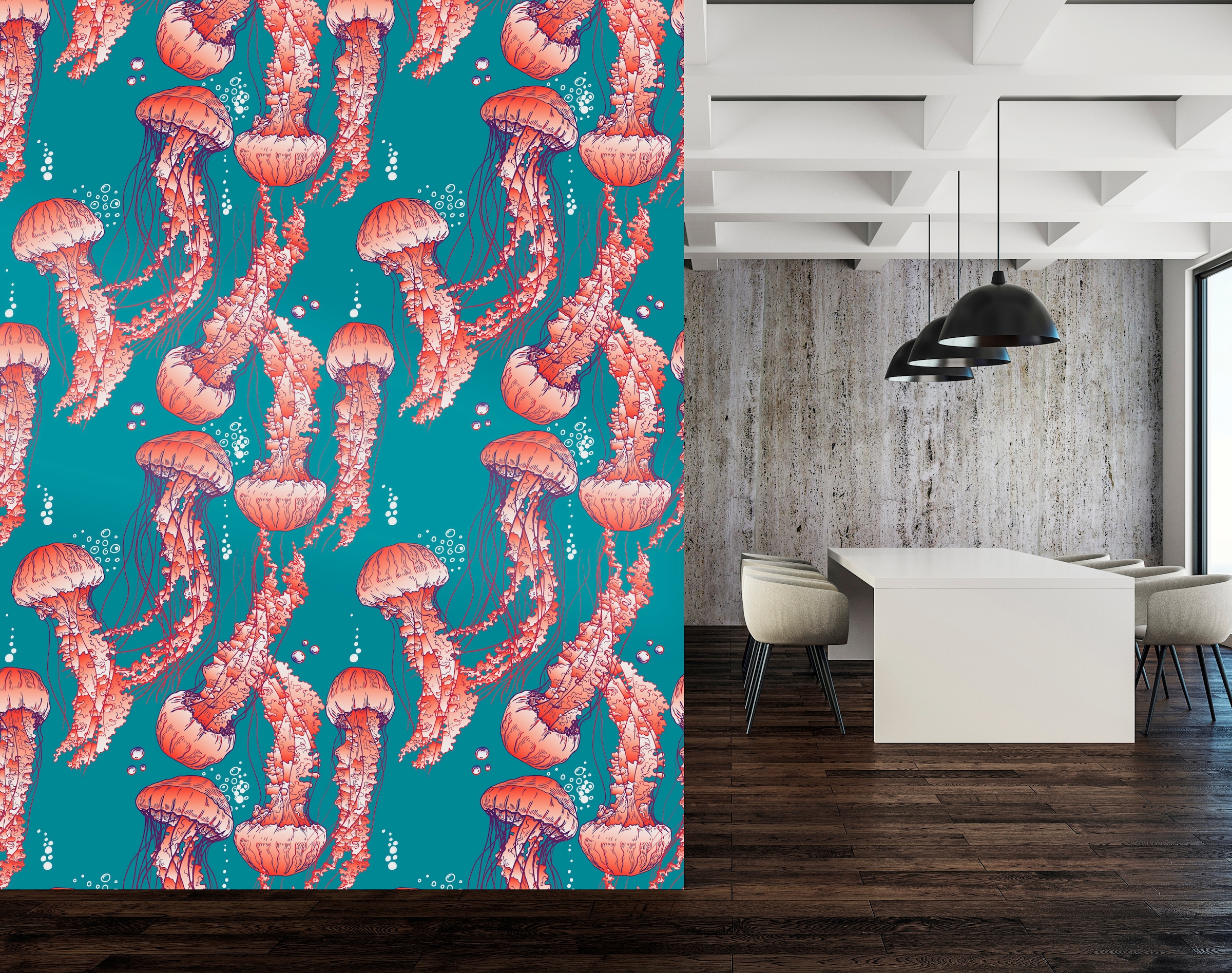 queence Vinyltapete »Aylin«, bedruckt-Motiv-gemustert-Meer-Strand-naturalistisch, 90x250cm, selbstklebend, kinderleichte Anbringung, Sticker