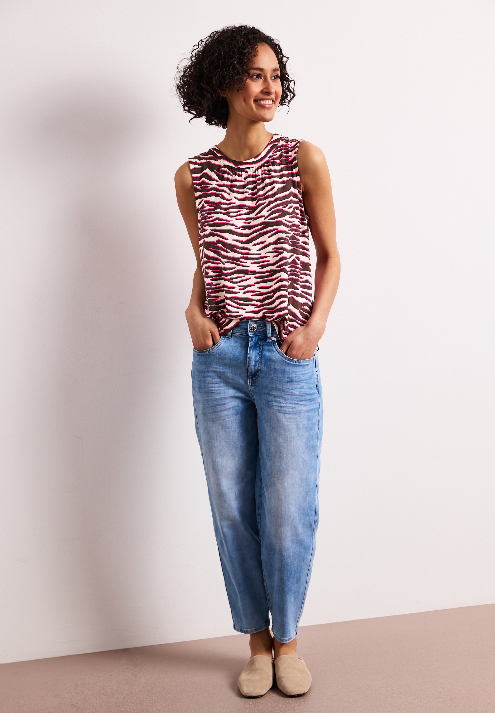 STREET ONE Shirttop Sommershirt mit Zebra-Print