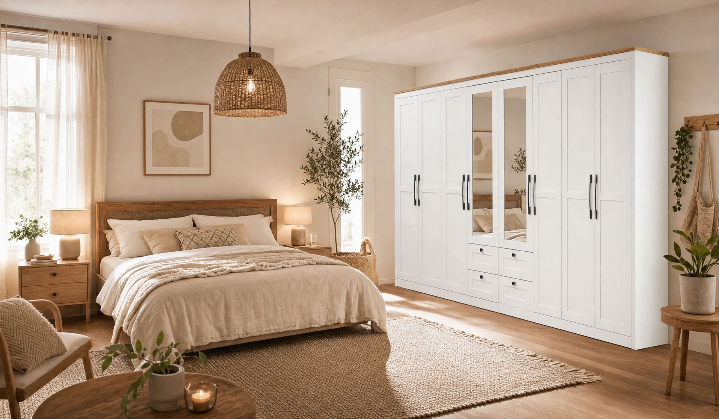 OTTO home Kleiderschrank »Büsum Schlafzimmer Schrank mit 8 Türen und Spiegel« Schlafzimmerschrank Landhaus Design Garderobe Schrank Bestseller