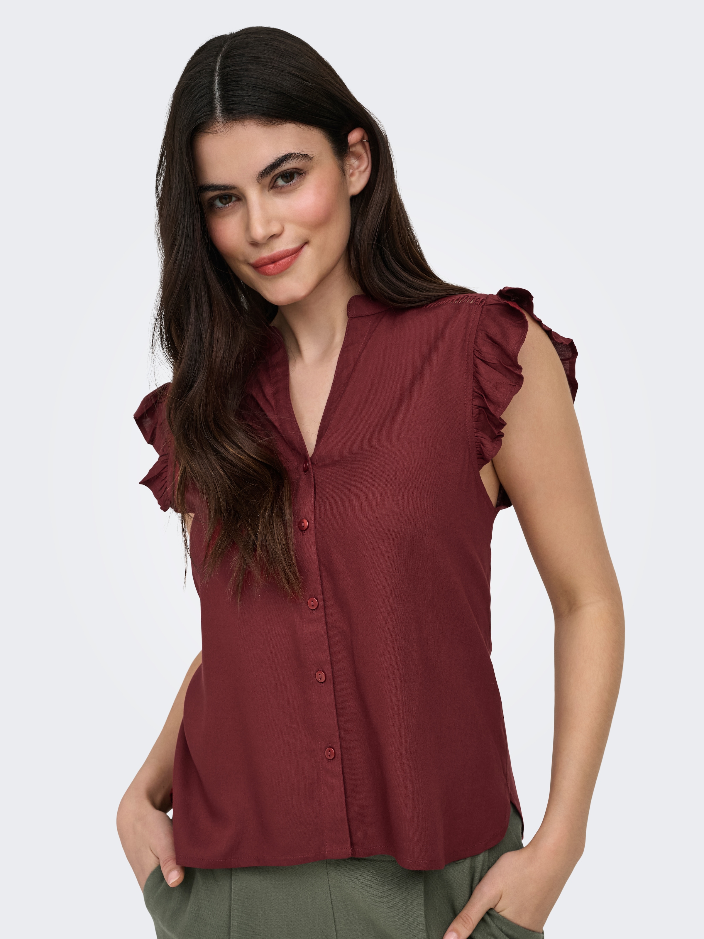 ONLY Kurzarmbluse »ONLROSELLA LIFE CAPSLEEVE SHIRT WVN NOOS« Viskose, regular fit