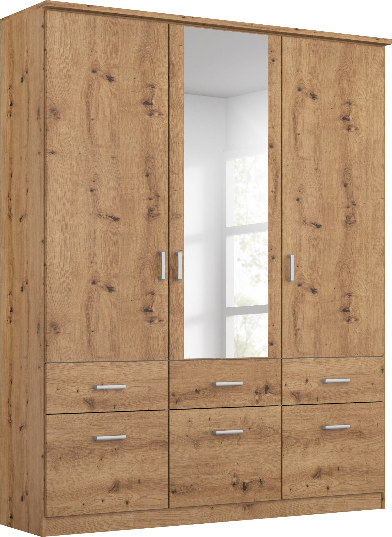 rauch Kleiderschrank "Kleiderschrank Schrank Garderobe deckenhoher Schrank BREMEN" optional mit Spiegel, Breiten: 91/136/181 cm, Höhe: 199 cm, in vielen Farbvariationen, inkl. Kranzblende MADE IN GERMANY