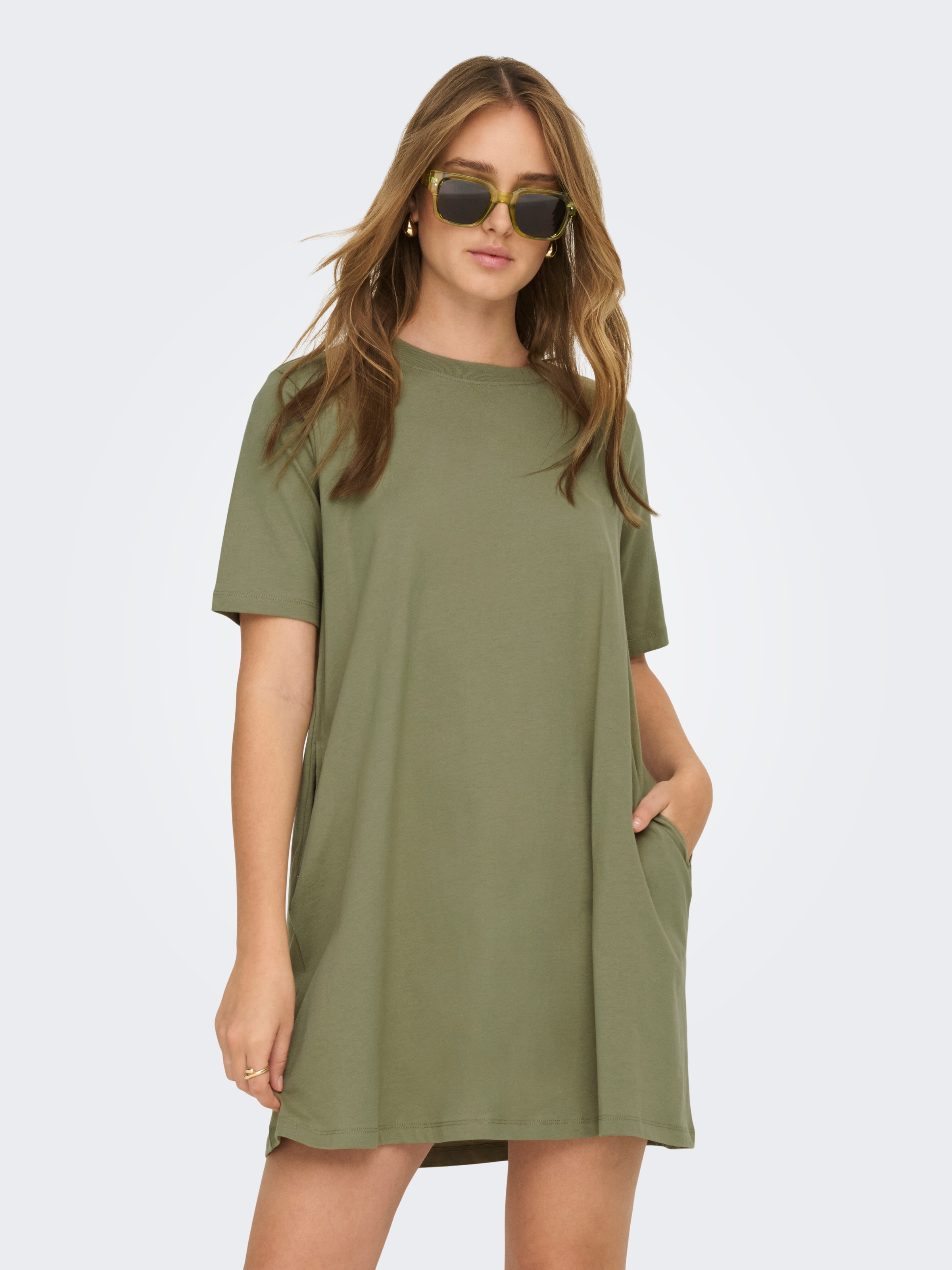 ONLY "ONLMARA S/S POCKET DRESS JRS NOOS" Baumwolle, oversize, Rundhals