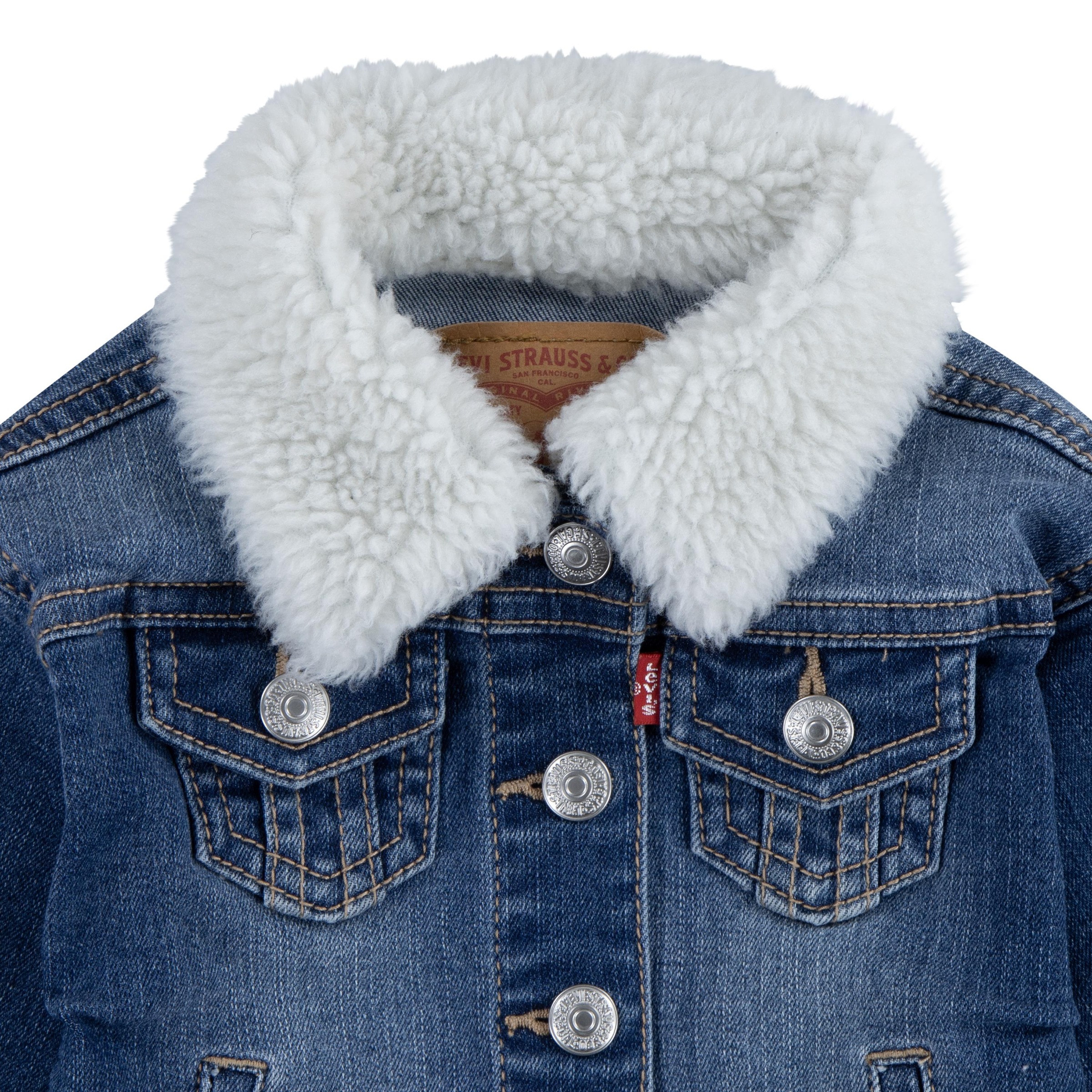 Shirt, Hose & Jäckchen LEVI'S KIDS "LVG 3PC SHERPA TRUCKER & JEAN", Mädchen, Gr. 24M (92), lotus, Denim/Jeans, Obermaterial: 54% Baumwolle, 27% Polyester, 17% Viskose, 2% Elasthan. Obermaterial 2: 60% Baumwolle, 40% Polyester, KOB Set-Artikel, im Jeans-Lo 2
