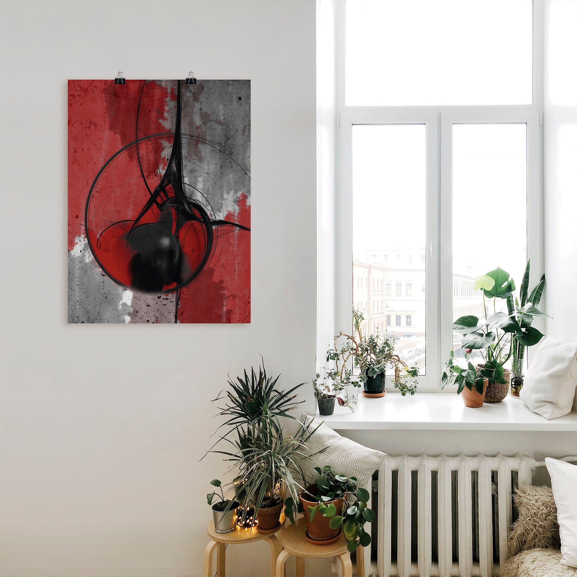 Artland Wandbild »Abstrakt in rot und schwarz«, Gegenstandslos, (1 St.), als Alubild, Outdoorbild, Leinwandbild, Poster in verschied. Größen