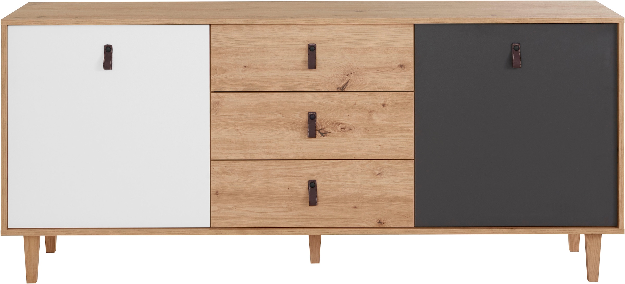 Homexperts Sideboard »Bristol«, Breite 120 cm oder 180 cm, mit massiven Eichefüßen