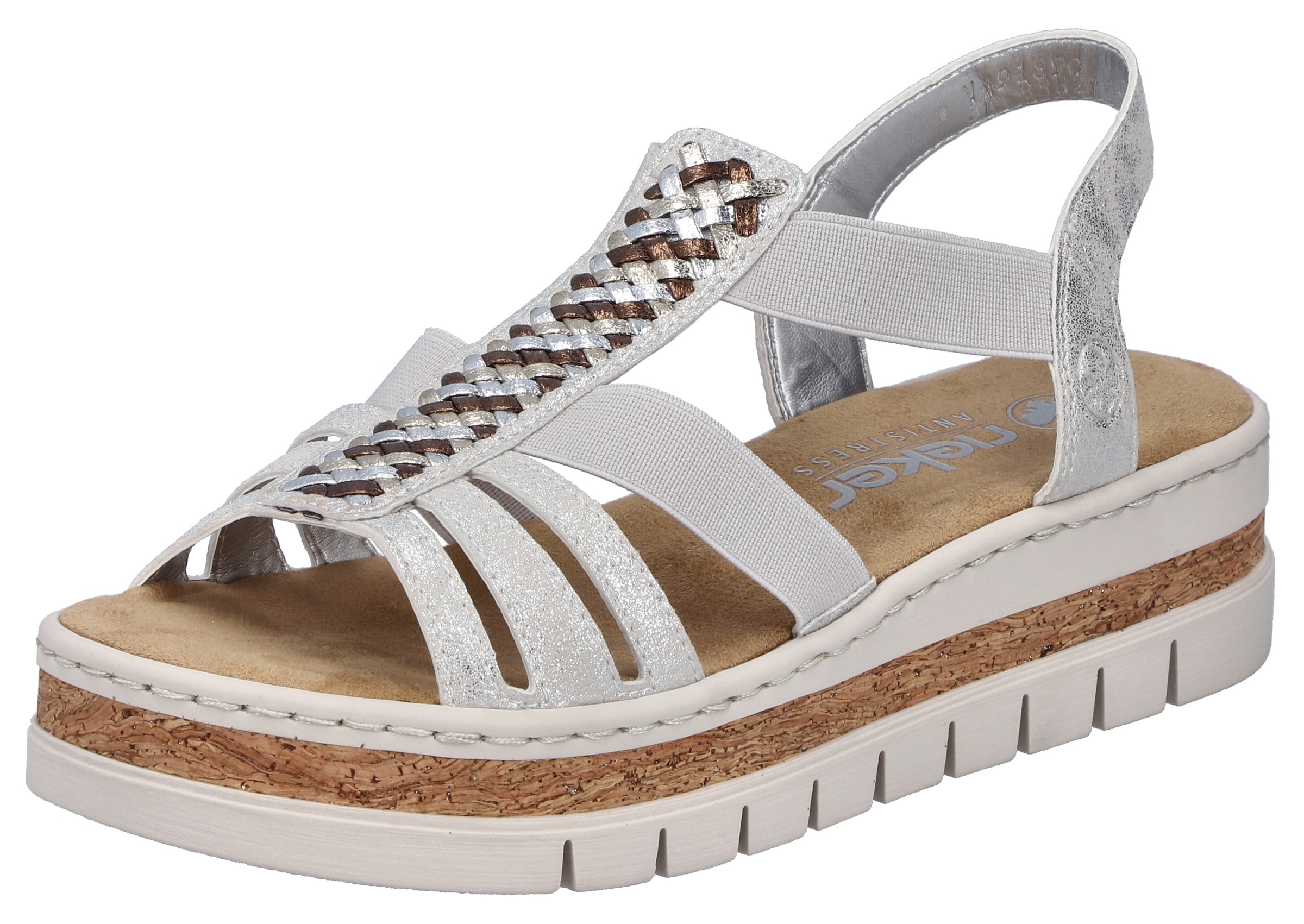 Rieker Keilsandalette Keilsandalette, Plateausandale, Sommerschuh in Metall günstig online kaufen