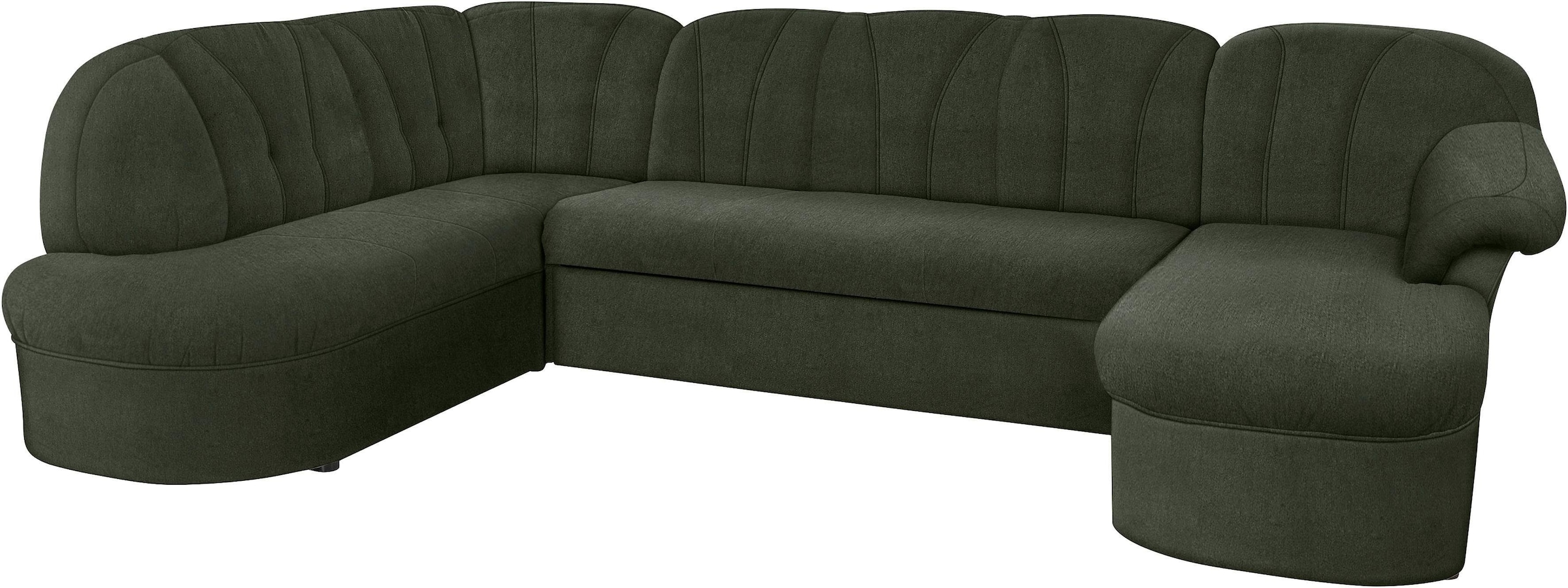 DOMO collection Wohnlandschaft "Pegnitz, zeitlos&modern, elegante Rückensteppung, Breite 292cm, U-Form" wahlweise mit Bettfunktion