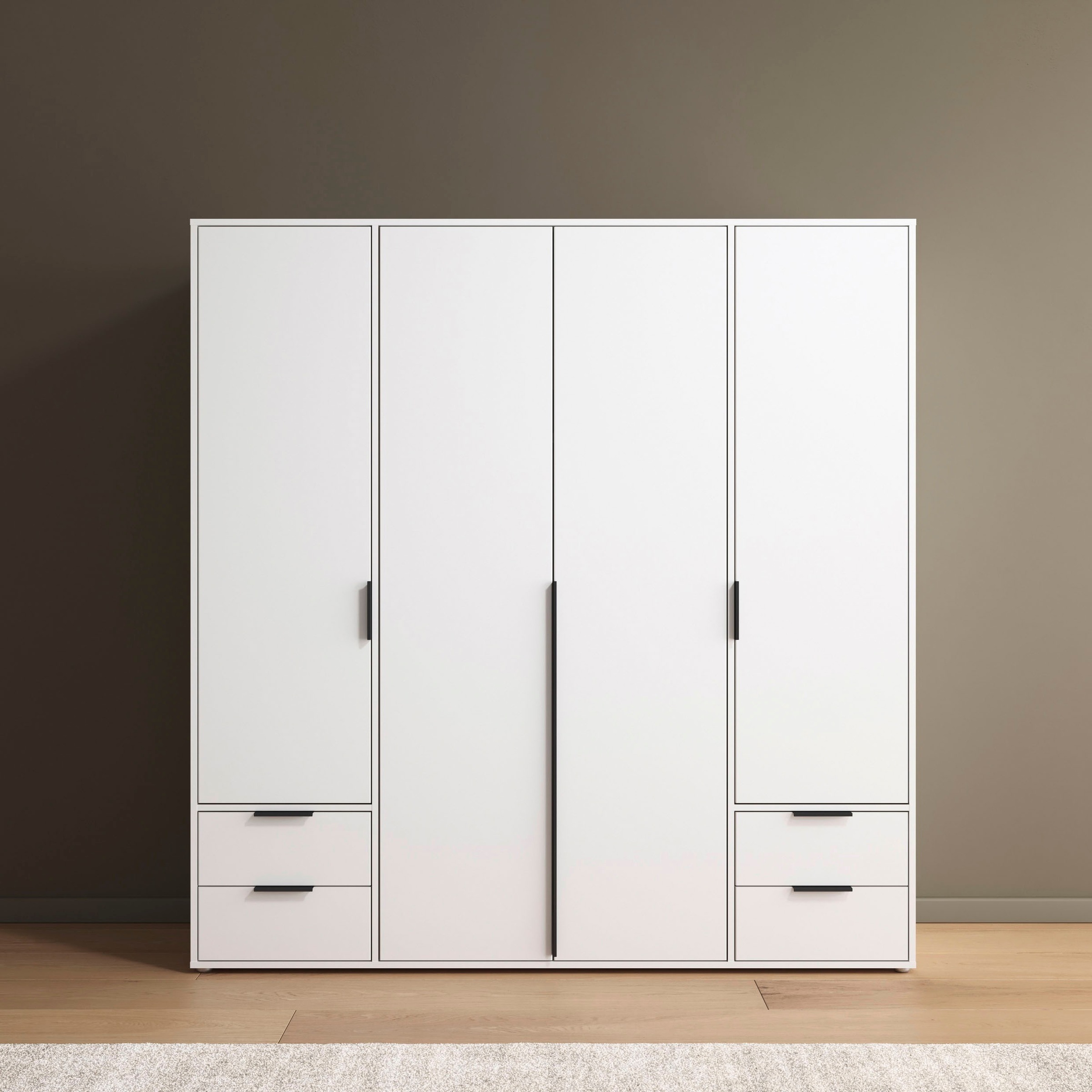 rauch Drehtürenschrank »Kleiderschrank Schrank Garderobe Wäscheschrank NAGATA viel Stauraum«, (in 3 verschiedenen Ausstattungen BASIC/CLASSIC/PREMIUM), mit Schubladen sowie Stangengriffen TOPSELLER MADE IN GERMANY