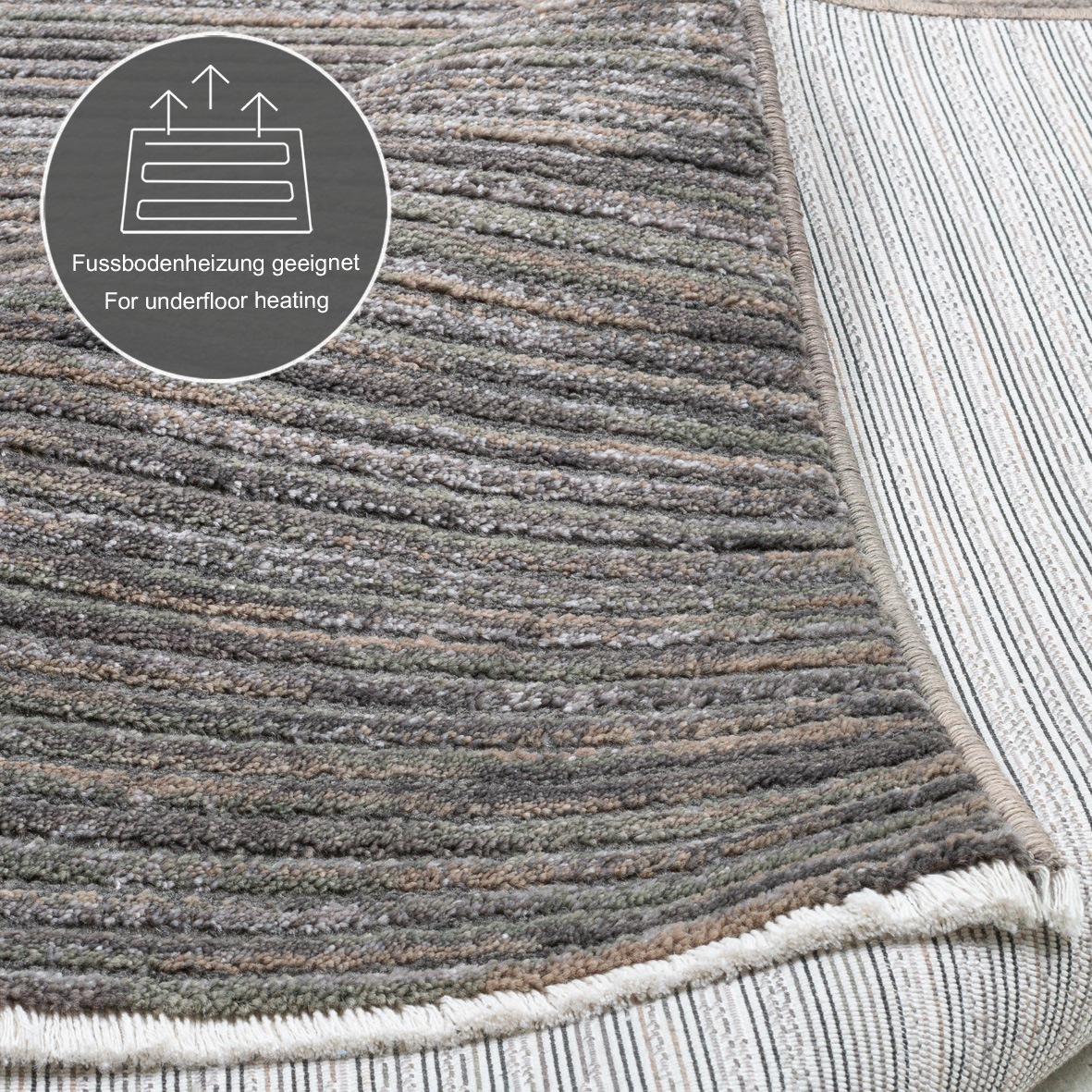 Teppich GINO FALCONE "Corduletta UNI", grau (dunkelgrau), B:80cm H:10mm L:280cm, Polypropylen, Teppiche, Teppich, Kurzflor, meliert, moderne Cord Struktur, mit Fransen 3