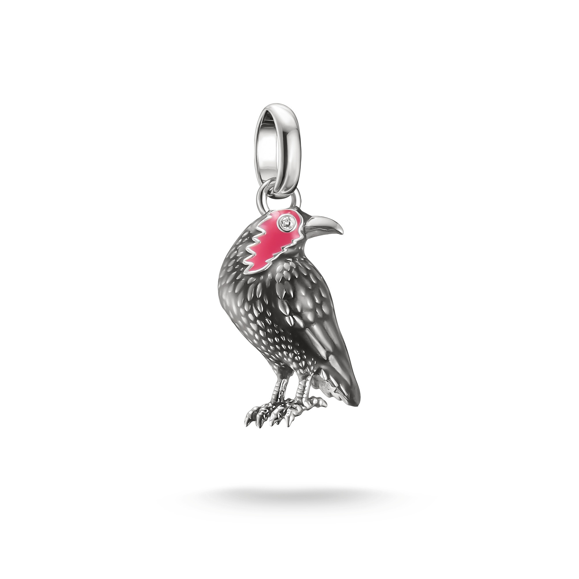 THOMAS SABO Damen Charm-Einhänger "THOMAS SABO Wednesday Krähen-Design-Charm - Connect", schwarz, Silber 925 (recycelt), Charms, mit Zirkonia (synth.)
