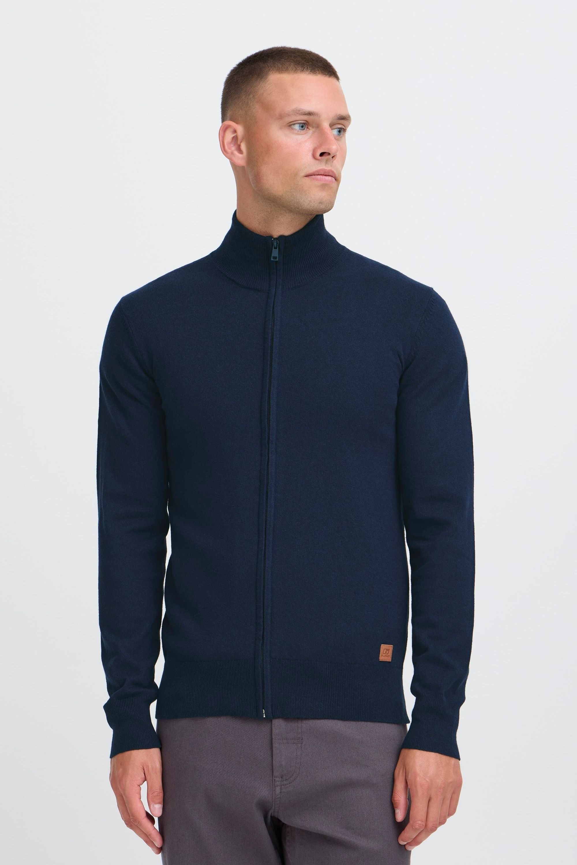 Strickjacke BLEND "Strickjacke BHFippo", Herren, Gr. L, blau (marineblaus), Obermaterial: 70% Baumwolle CO recyc.. 30% Polyester Pol. recyc.., Strickjacken Strickjacke 3