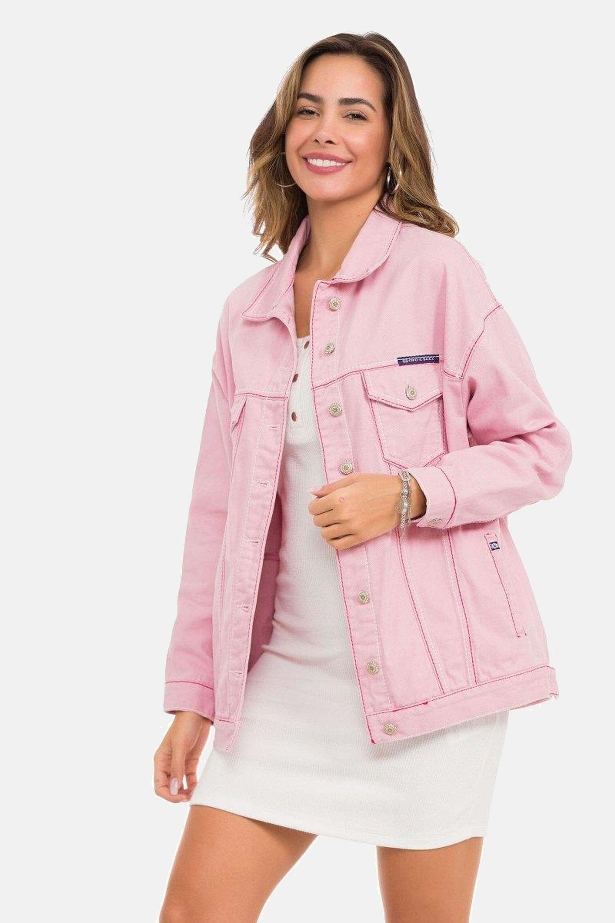 Thumbnail - Cipo & Baxx Jeansjacke "Jeansjacke" ohne Kapuze Mit praktischen Brusttaschen, WJ212