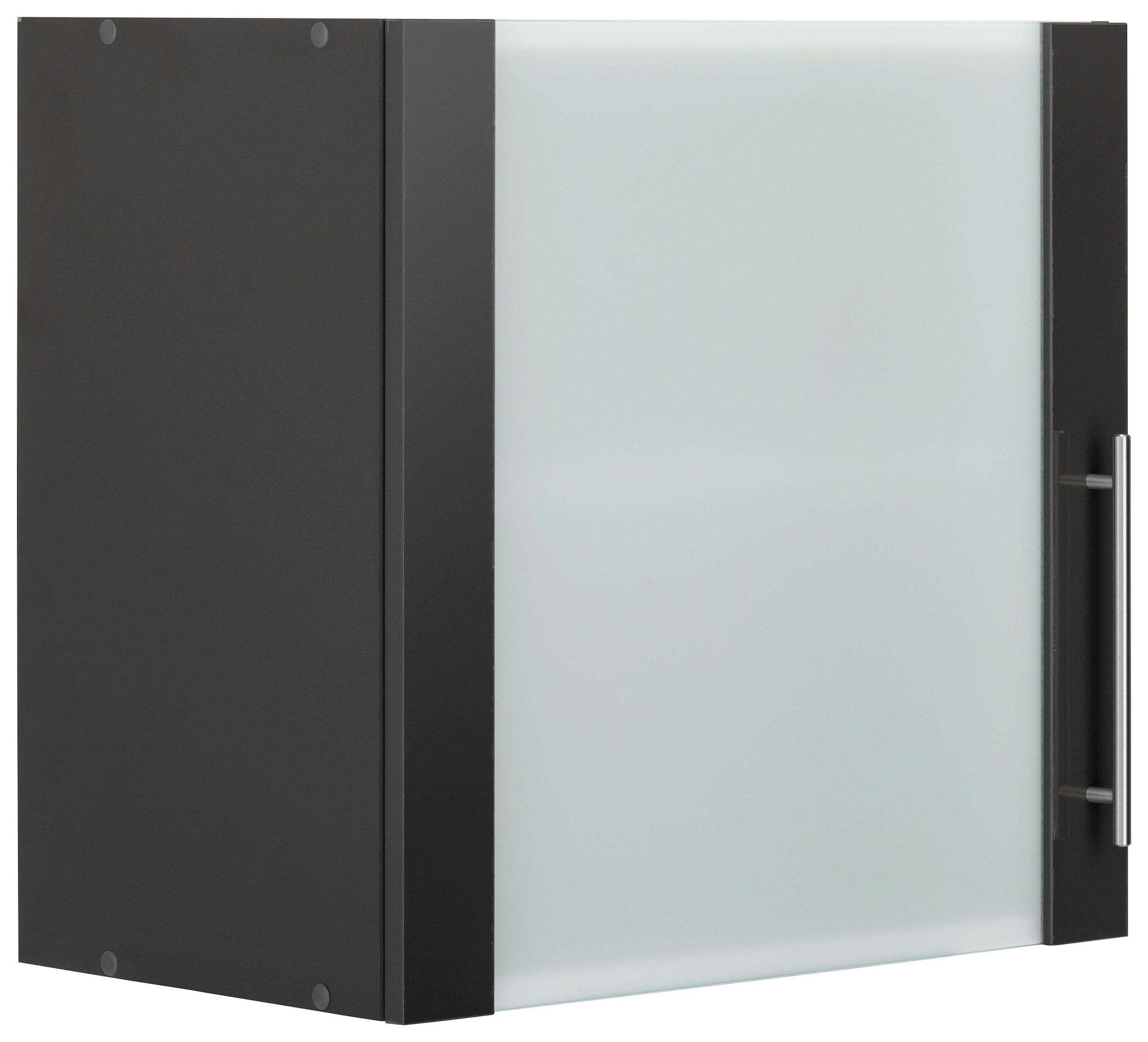 Glashängeschrank WIHO KÜCHEN, B:60cm H:56,5cm T:35cm, schwarz, Küche, Schränke, "Cali, TOPSELLER", Front mit Glaseinsatz