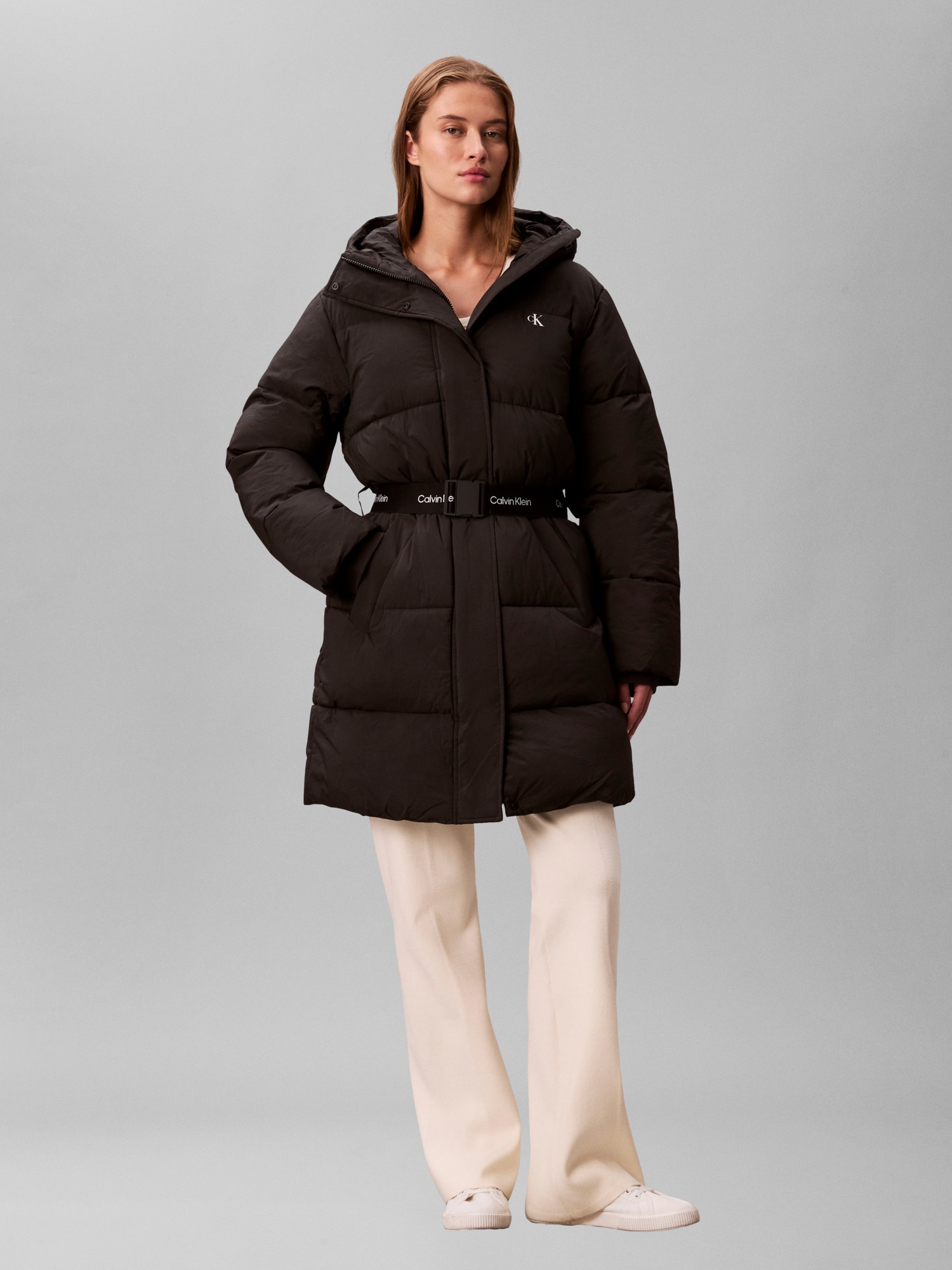 Calvin Klein Jeans Steppmantel "BELTED MIDWEIGHT LONG PUFFER" Mit Rundhalsa günstig online kaufen