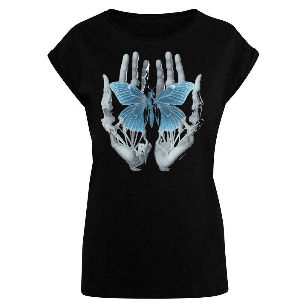 F4NT4STIC T-Shirt »Skelett Hände Schmetterling«