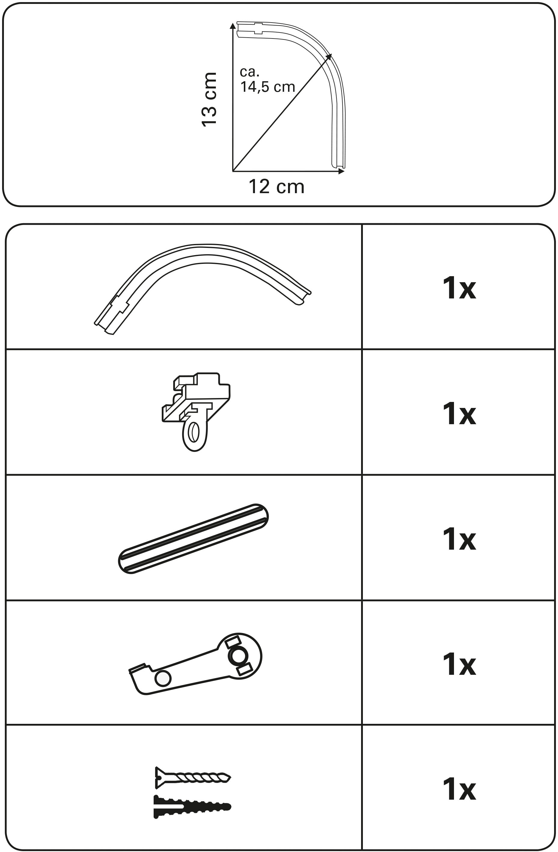 GARDINIA Gardinenschiene »Rundbogen« 1 läufig-läufig Fixmaß für Aluminiumschiene 13 mm