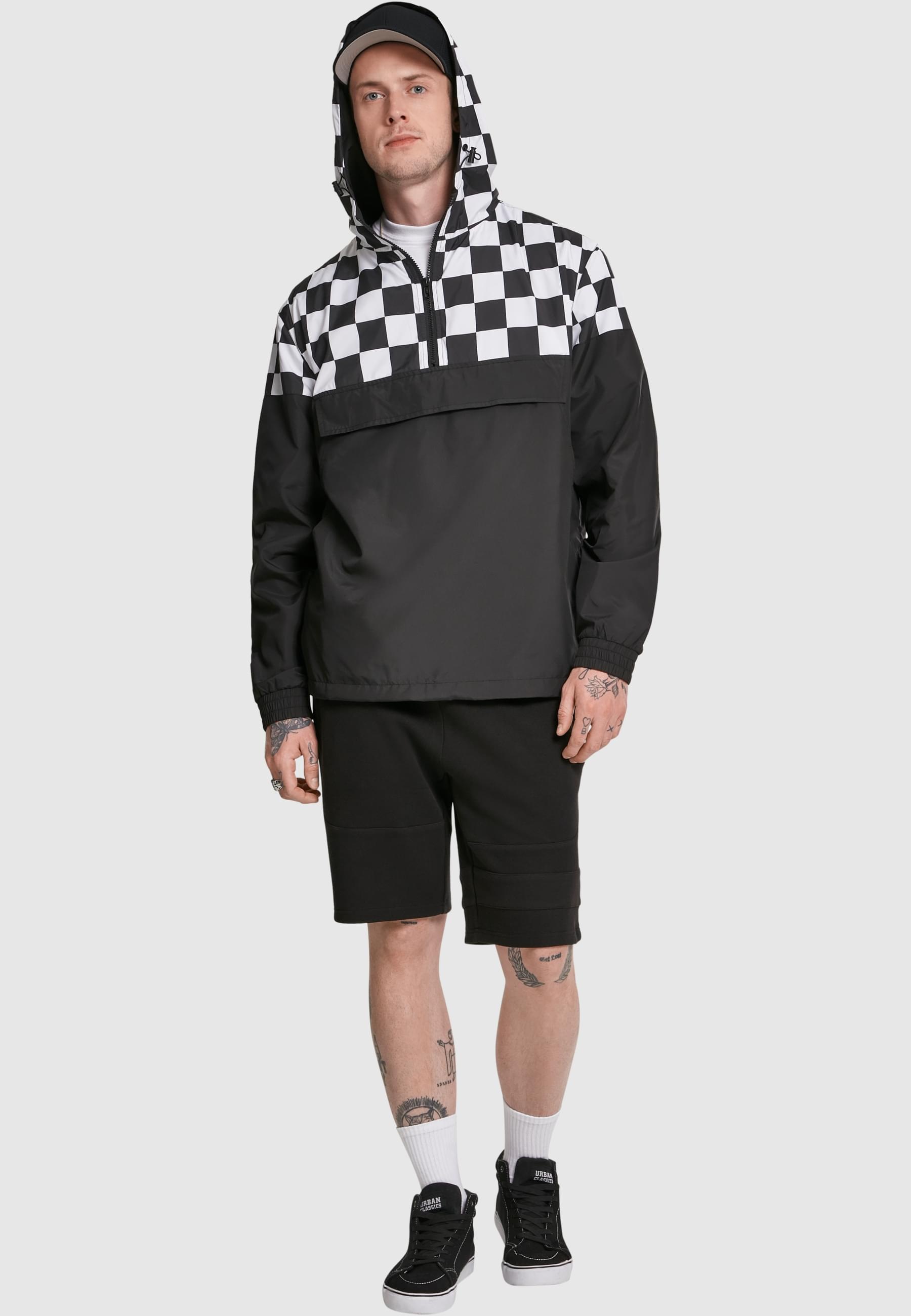 URBAN CLASSICS Allwetterjacke »Urban Classics Herren Check Pull Over Jacket«, (1 St.), mit Kapuze