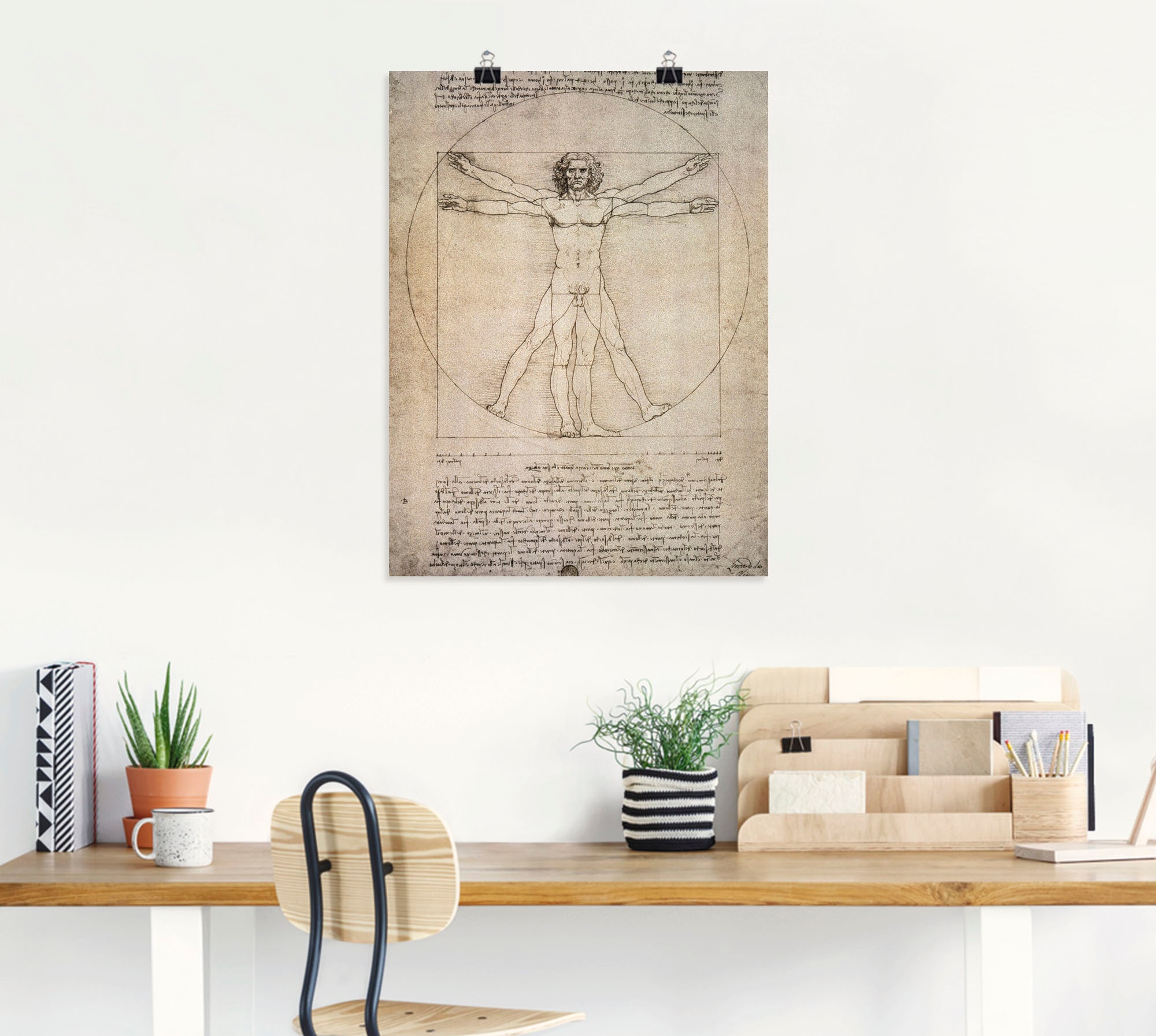 Artland Wandbild »Porportionszeichnung, nach Vitruv. 1490«, Mann, (1 St.), als Leinwandbild, Poster in verschied. Größen