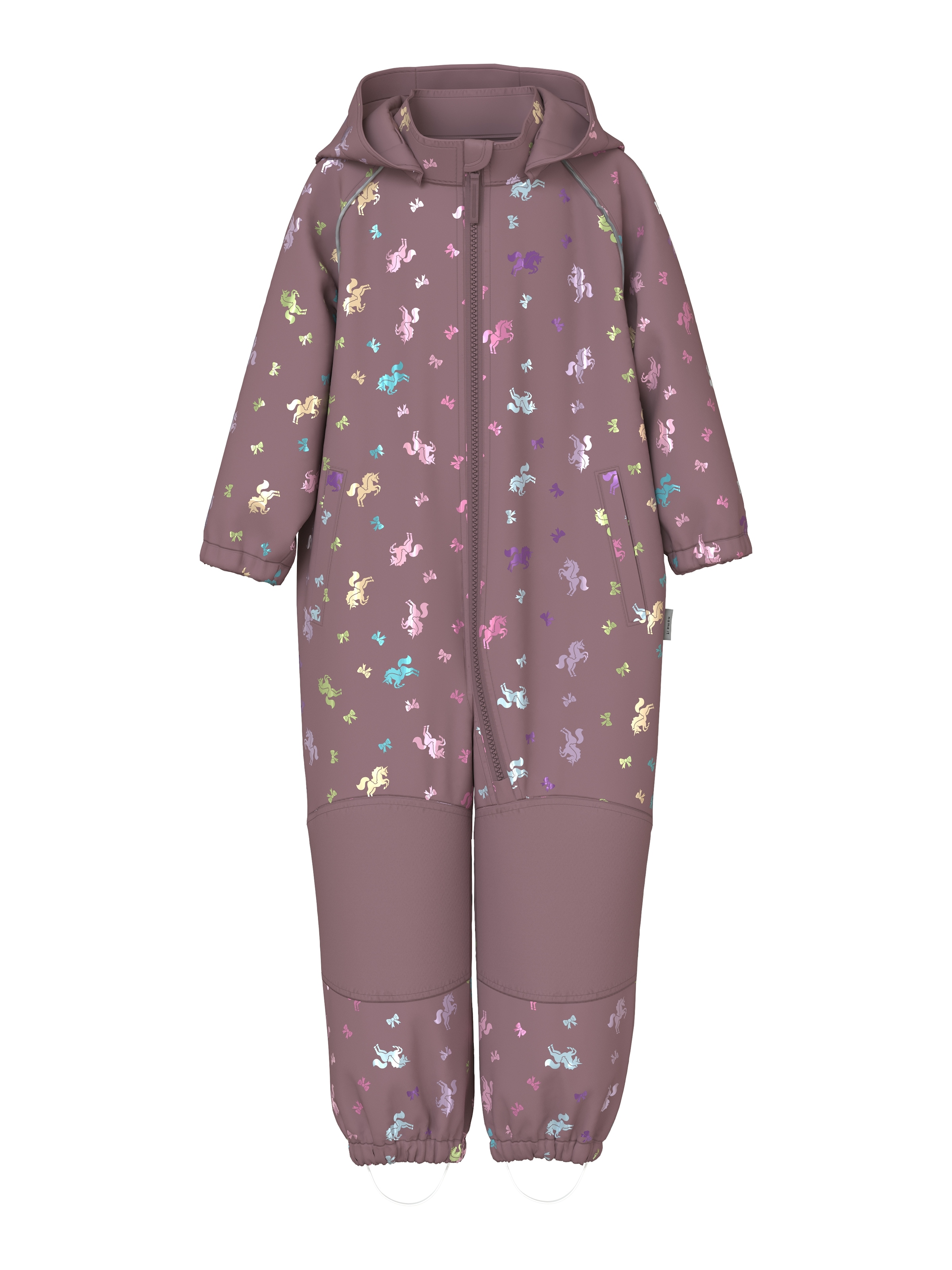 NAME IT Mädchen Softshelloverall "NMFALFA08 SOFTSHELL SUIT FOIL 1FO NOOS"grape shake, Gr. 98, bedruckt, Softshell, Obermaterial: 94% Polyester, 6%
