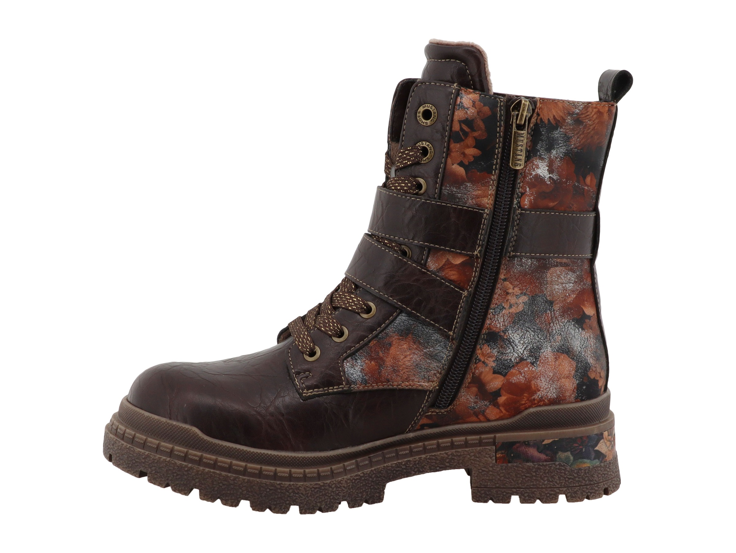 Mustang Shoes Schnürstiefelette »Stiefel«  Blockabsatz, Schnürboots mit Kontrastbesatz