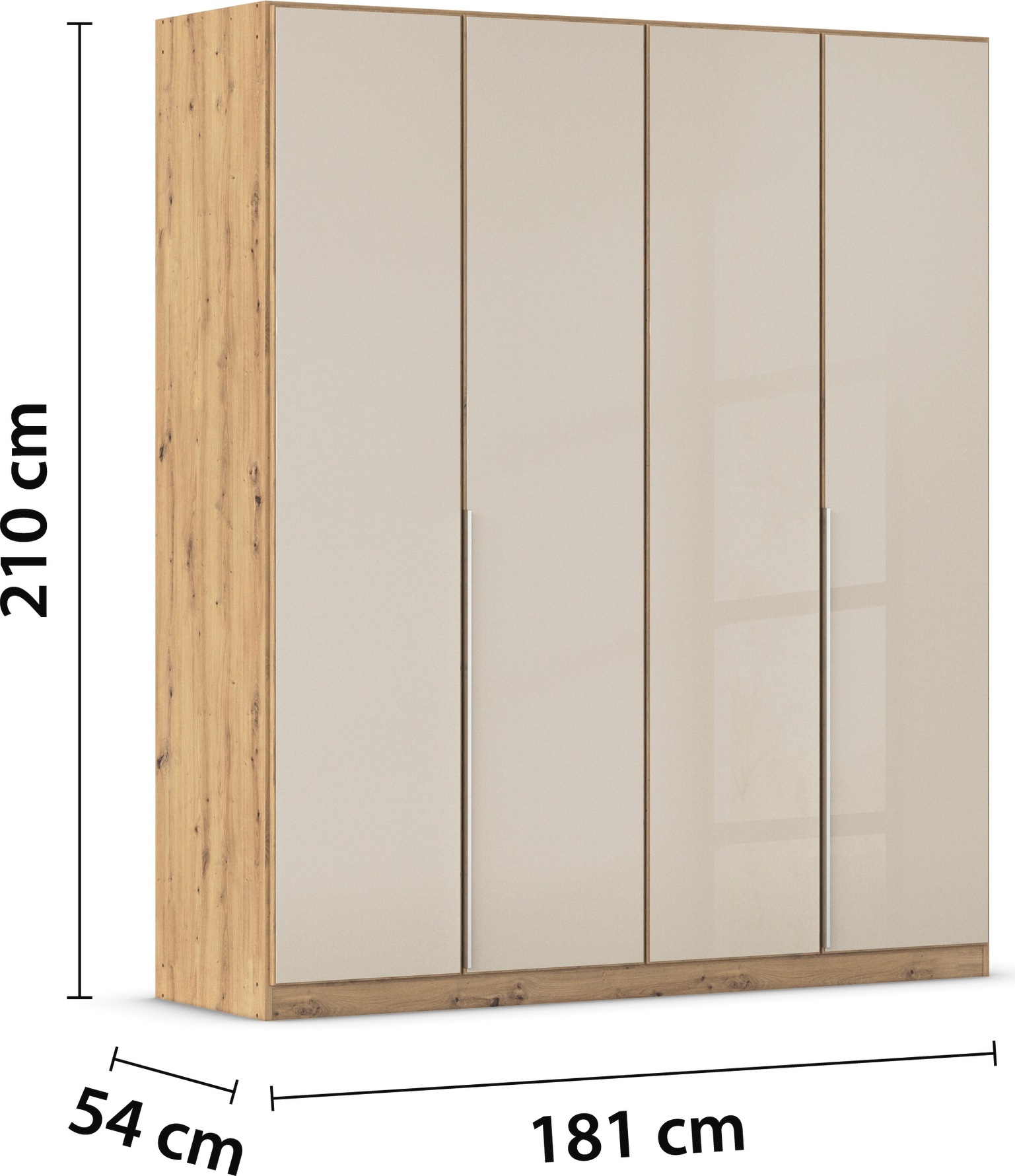 rauch Drehtürenschrank »Kleiderschrank Kleiderschränke Schrank Garderobe AGORDO mit Glasfront«, (in zwei Griff-Farben), durchdachte Innenausstattung, in 6 Breiten und 2 Höhen MADE IN GERMANY