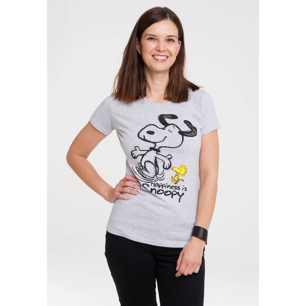 LOGOSHIRT T-Shirt »Snoopy & Woodstock Happiness«, Print