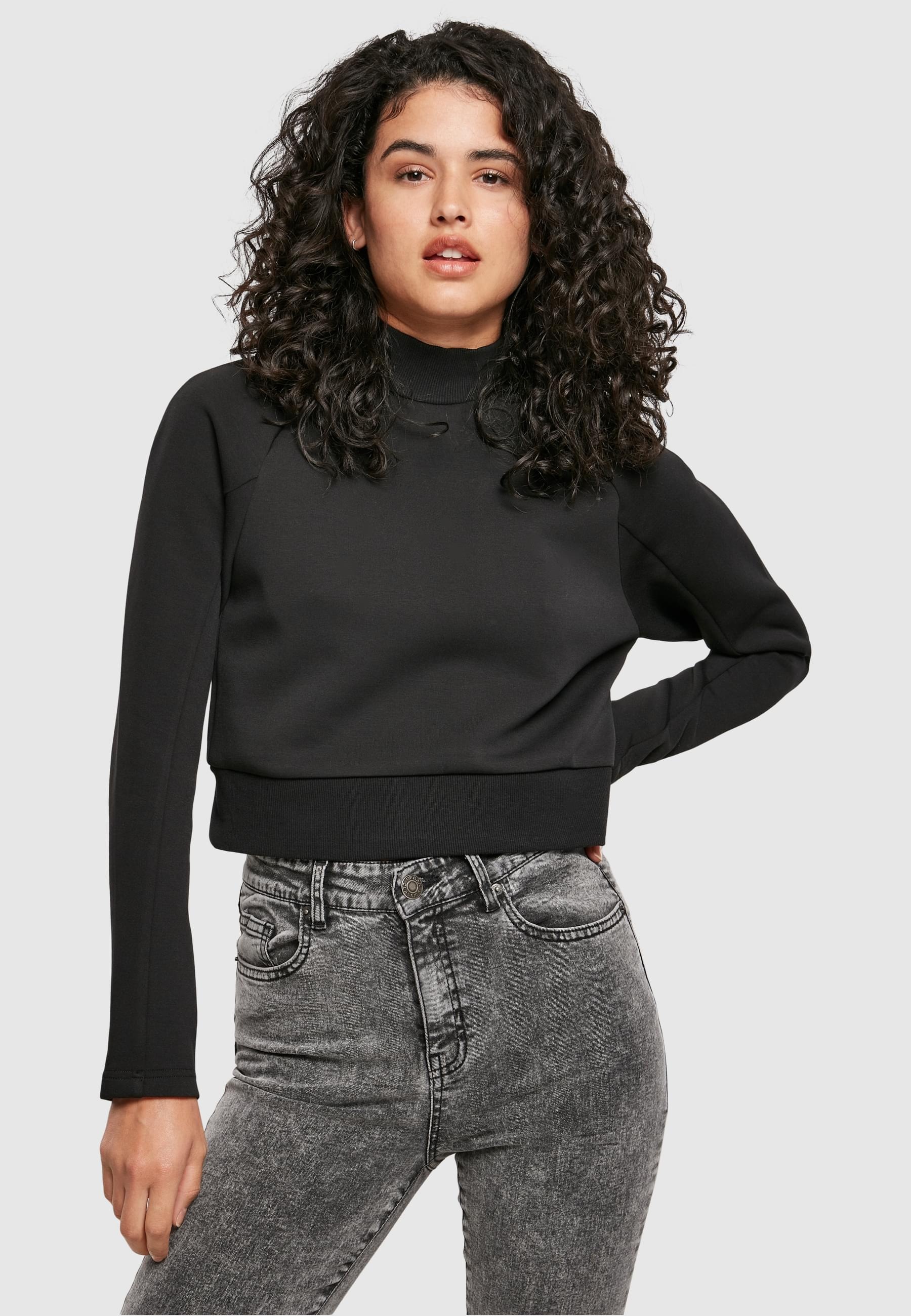 URBAN CLASSICS Sweatshirt »Urban Classics Damen Ladies Interlock Short Turtleneck Crew«, (1 tlg.)