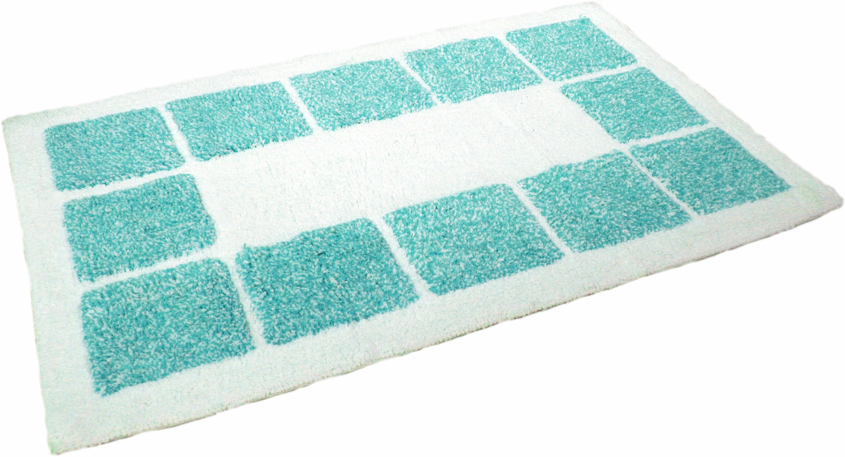 MESANA Badematte "Karo Melange, Badvorleger, Badezimmer Teppich" Höhe 15 mm rutschhemmend beschichtet fußbodenheizungsgeeignet modernes Design, mit Bordüre, rechteckig & quadratisch erhältlich