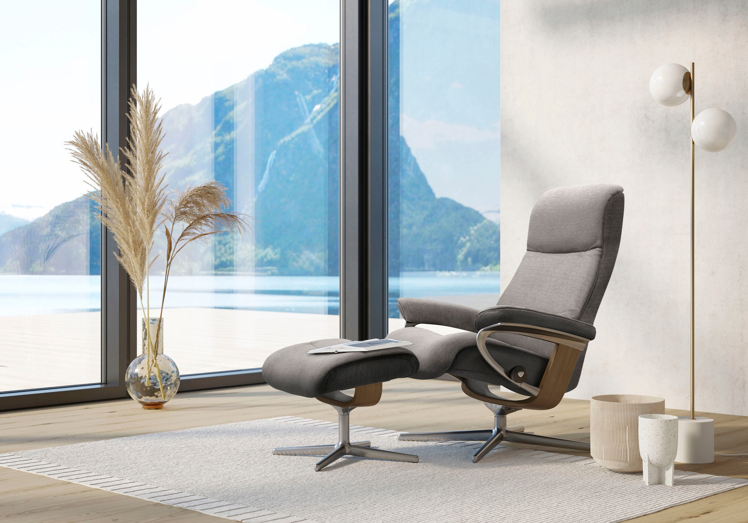 Stressless Fußhocker "View", mit Cross Base, Größe S, M & L, Holzakzent Eiche