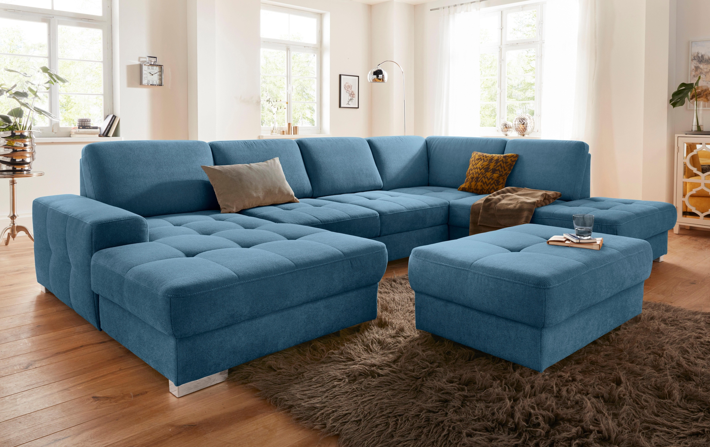sit&more Wohnlandschaft "Santorini U-Form" mit Federkern und Sitztiefenverstellung, wahlweise mit Schlaffunktion