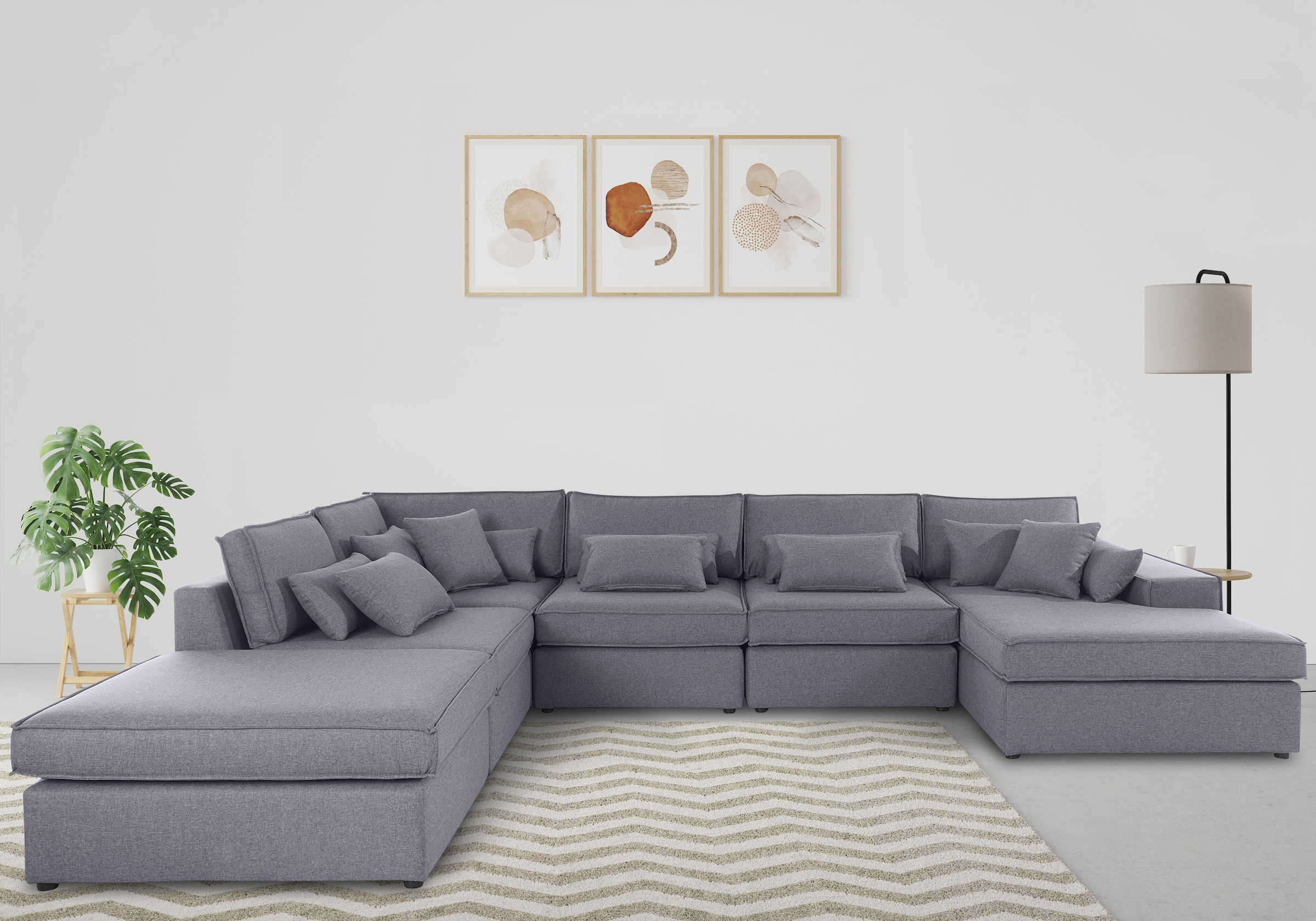 OTTO home Wohnlandschaft "Florid U-Form" 6 Teile, bestehend aus Modulen, vi günstig online kaufen