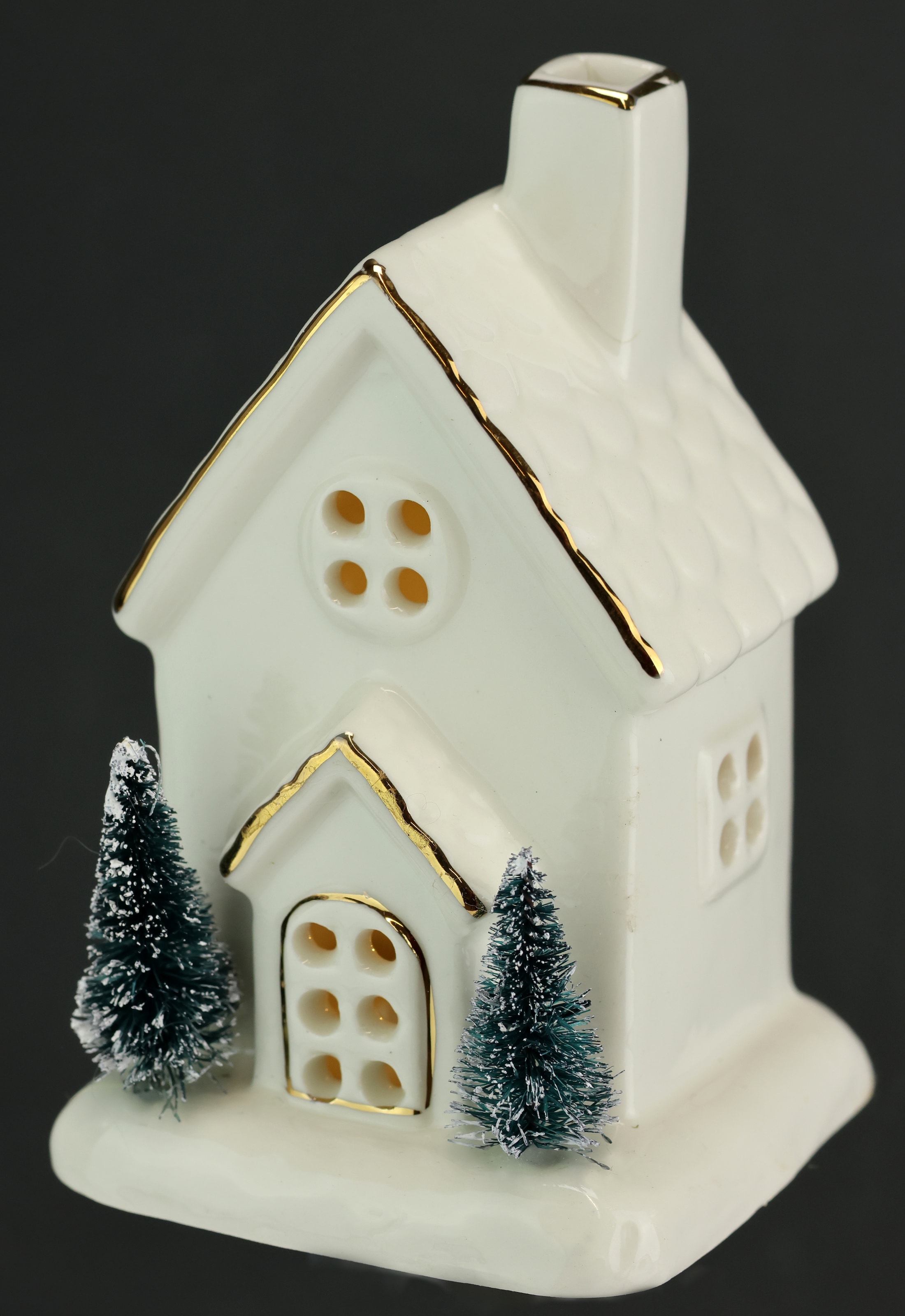 I.GE.A. LED-Dekofigur »LED-Haus« Dekoobjekt LED batteriebetrieben Weiß Gold Weihnachtsdeko