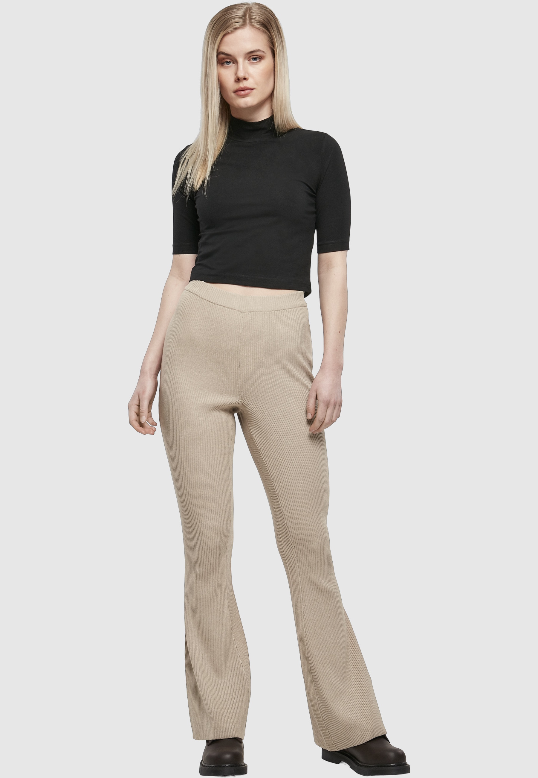 URBAN CLASSICS Leggings »Urban Classics Damen Ladies Rib Knit Bootcut Leggings«