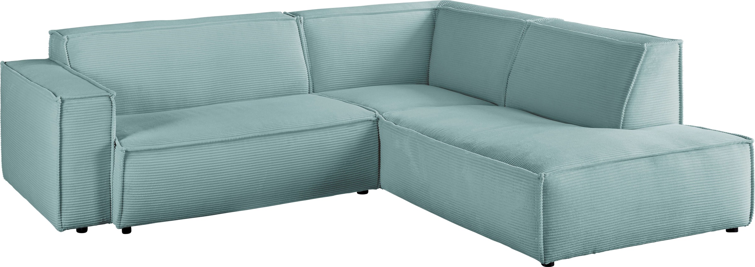 3C Candy Ecksofa »Matteo in elegant, kubischer Formensprache, bequem, L-Form«, mit auffälliger Kedernaht, Cord-Bezug, Lounge-Charakter