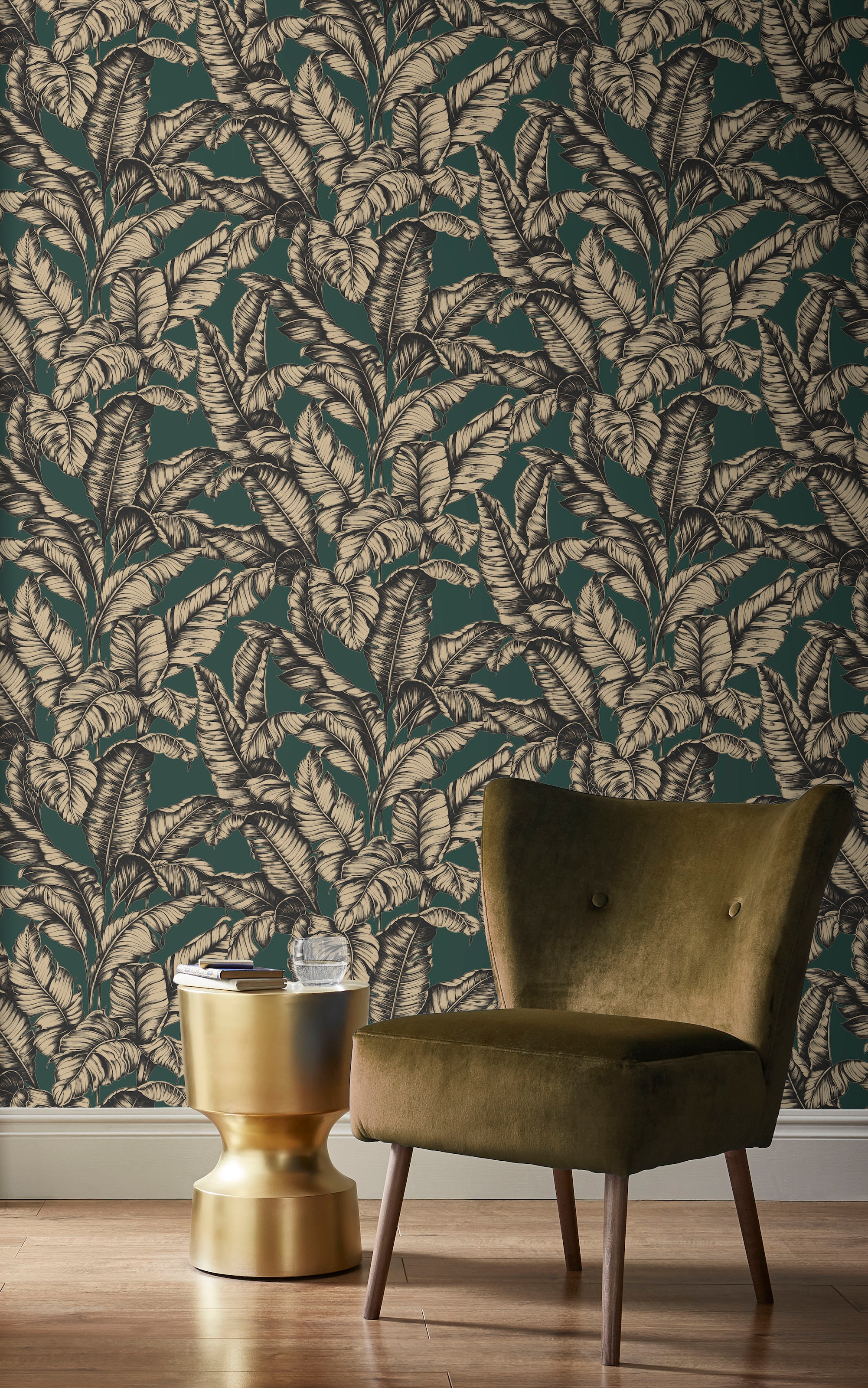 Superfresco Easy Vliestapete »Naomi Grun/Gold«, Motiv, botanisch