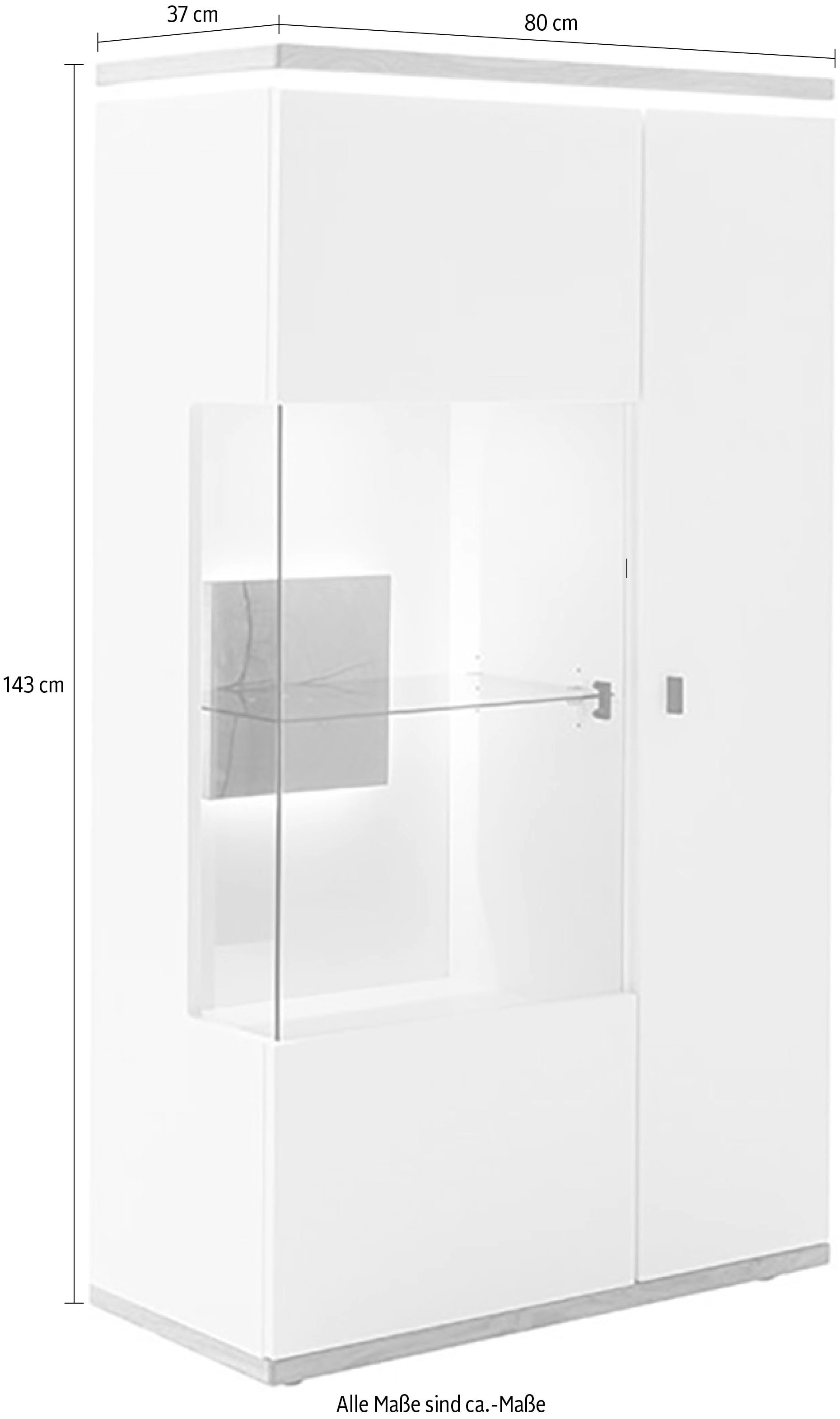 MCA furniture Highboard »Matadi Highboard« 1 Stk. tlg. Highboard, Weiß, Holzabsetzung, 2 Türen, gedämpft, B: 80cm
