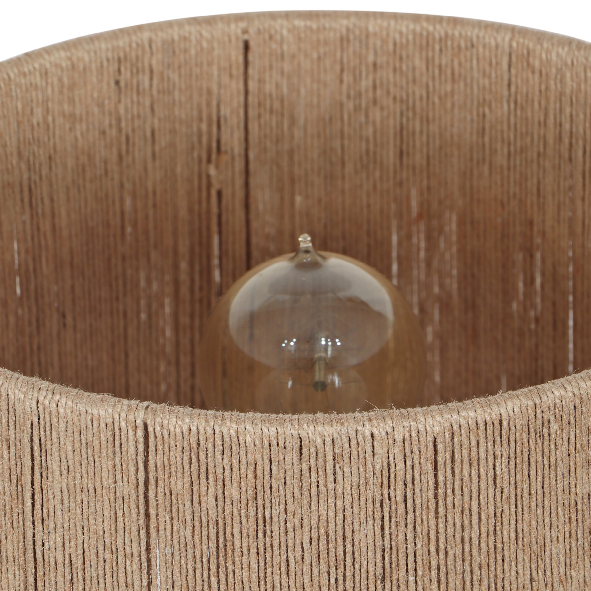 TRIO Leuchten Tischleuchte »TOBA, Massivholz Tischleuchte naturbelassen, mit Jute Lampenschirm« E27 1 Stk. warmweiß - kaltweiß exkl 1x E27 max 10W, Höhe 54 cm Ø 24,5 cm, Schirm Fäden aus Jute Stoff