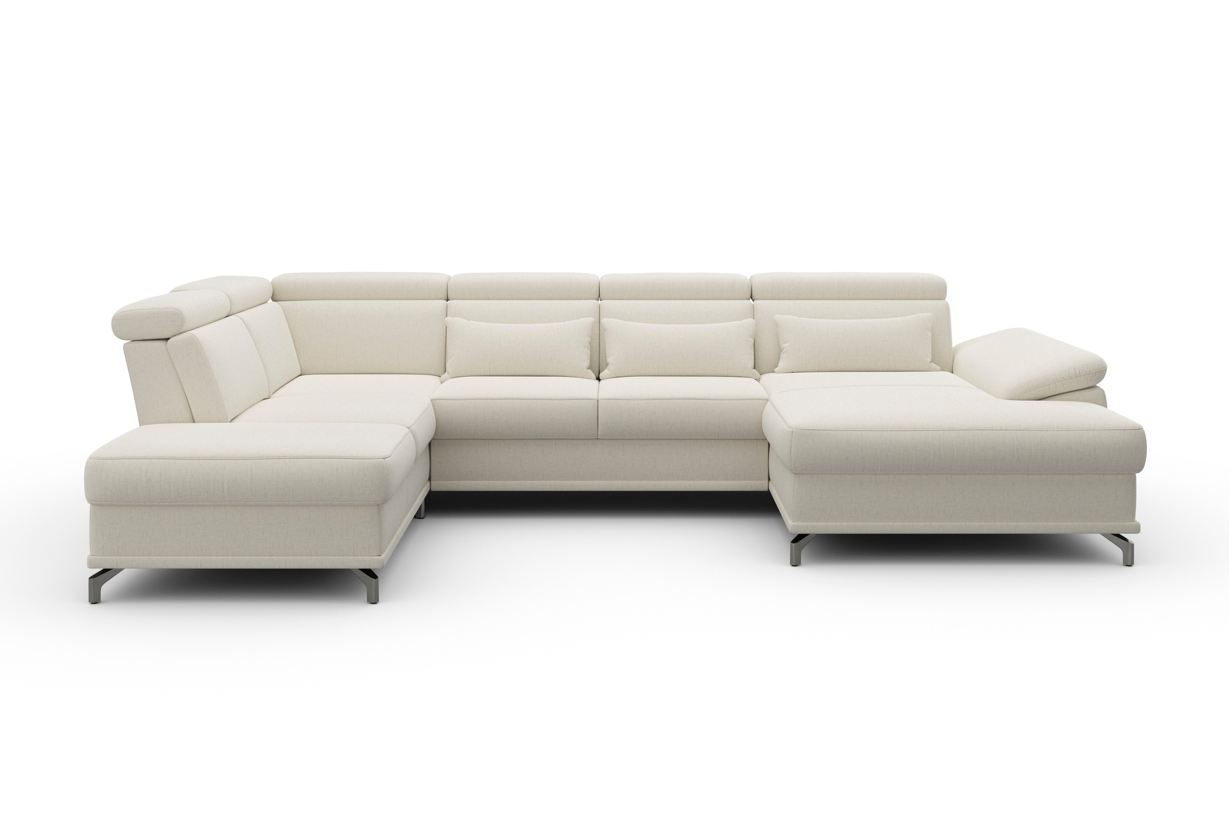 sit&more Wohnlandschaft »Cabrio U-Form, mit Sitztiefenverstellung, Arm- und Kopfteilverstellung«, 3 Nierenkissen, Federkern, optional Bettfunktion und Stauraum