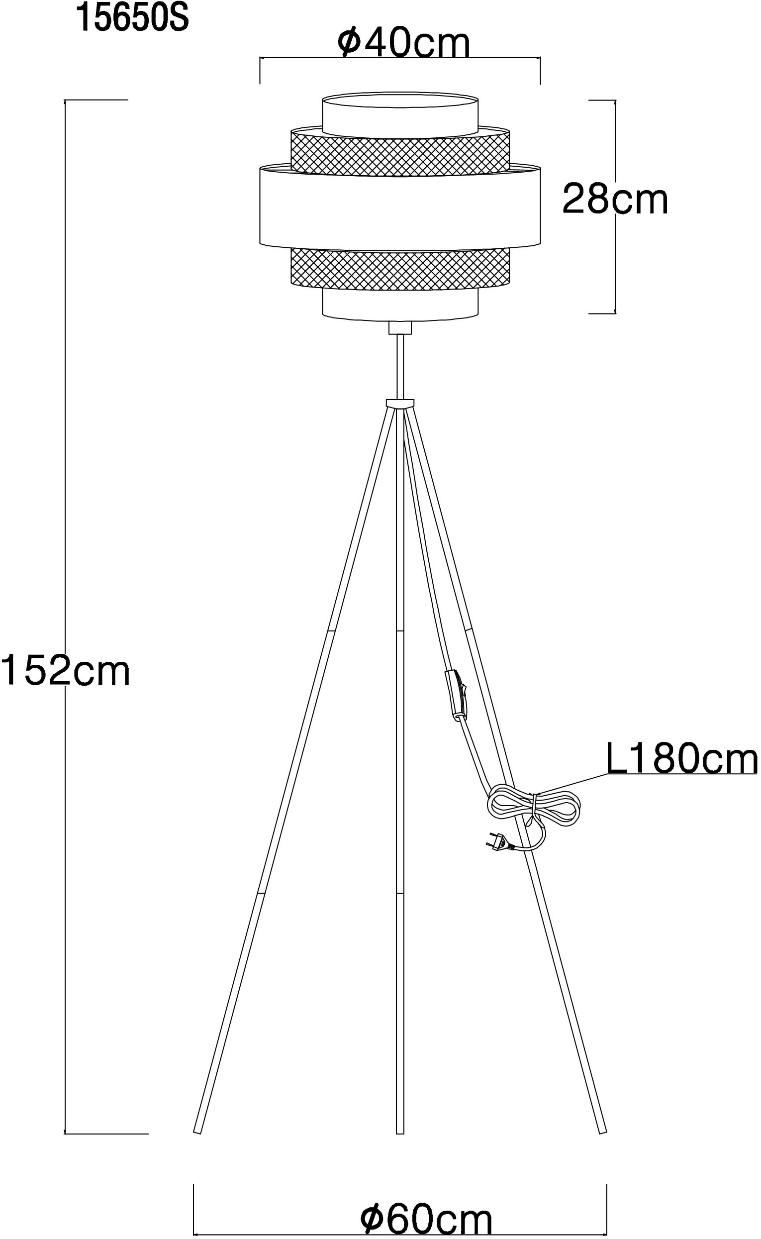 GLOBO LIGHTING Stehlampe »SOENI«, Leuchtmittel E27 | ohne Leuchtmittel, Stehlampe/holzoptik/Metallgeflecht/Wohnzimmer/Flur