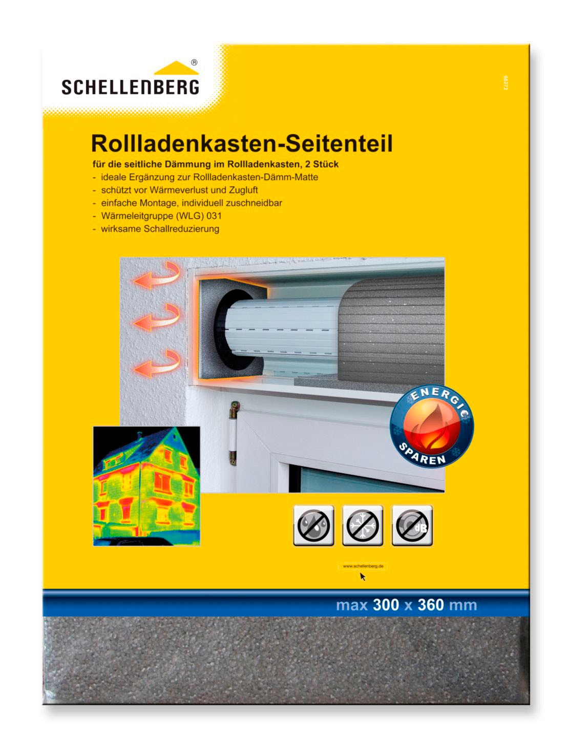 SCHELLENBERG Rollladenkastendämmung "Seitenteile 30 x 36 x 1,5 cm" Packung, 2 Stk. tlg. Thermoisolierung für Rollläden, Wärmedämmung