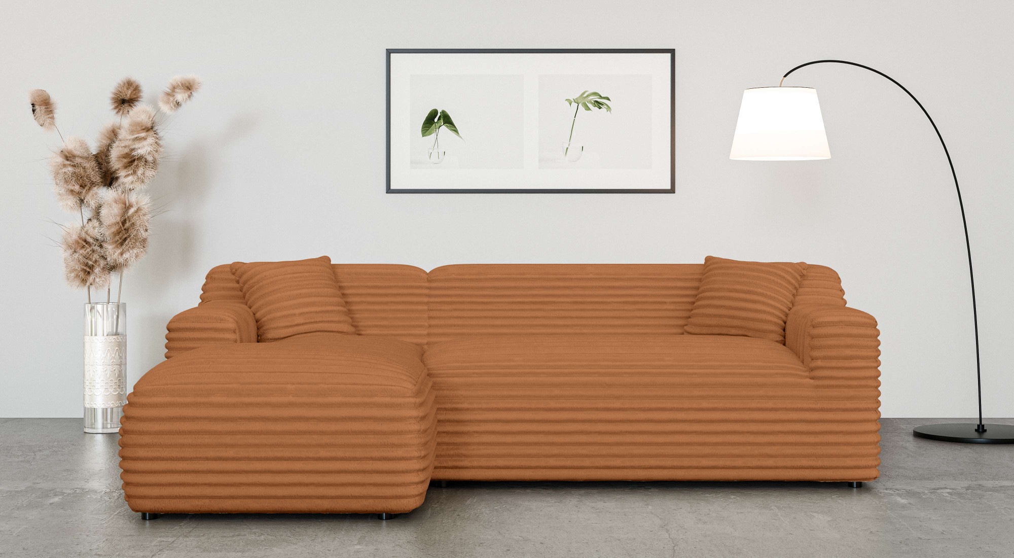 Home affaire Ecksofa »LILLIANA Designsofa, L-Form mit Recamiere rechts/links bestellbar«, L-Form mit Wellenunterfederung, Maße B/T/H: 256/160/76 cm