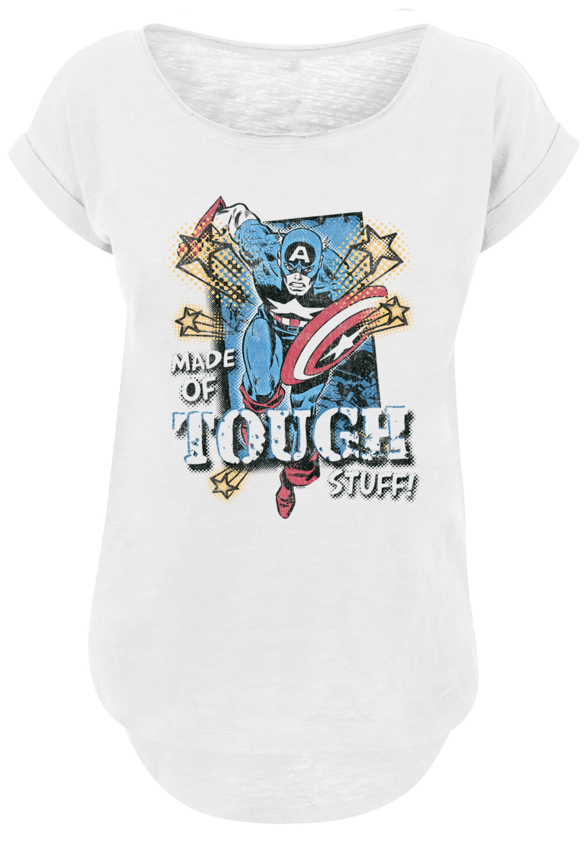 F4NT4STIC T-Shirt »Marvel Captain America Made Of Tough Stuff«, Damen,Premium Merch,Lang,Longshirt,Logo Print