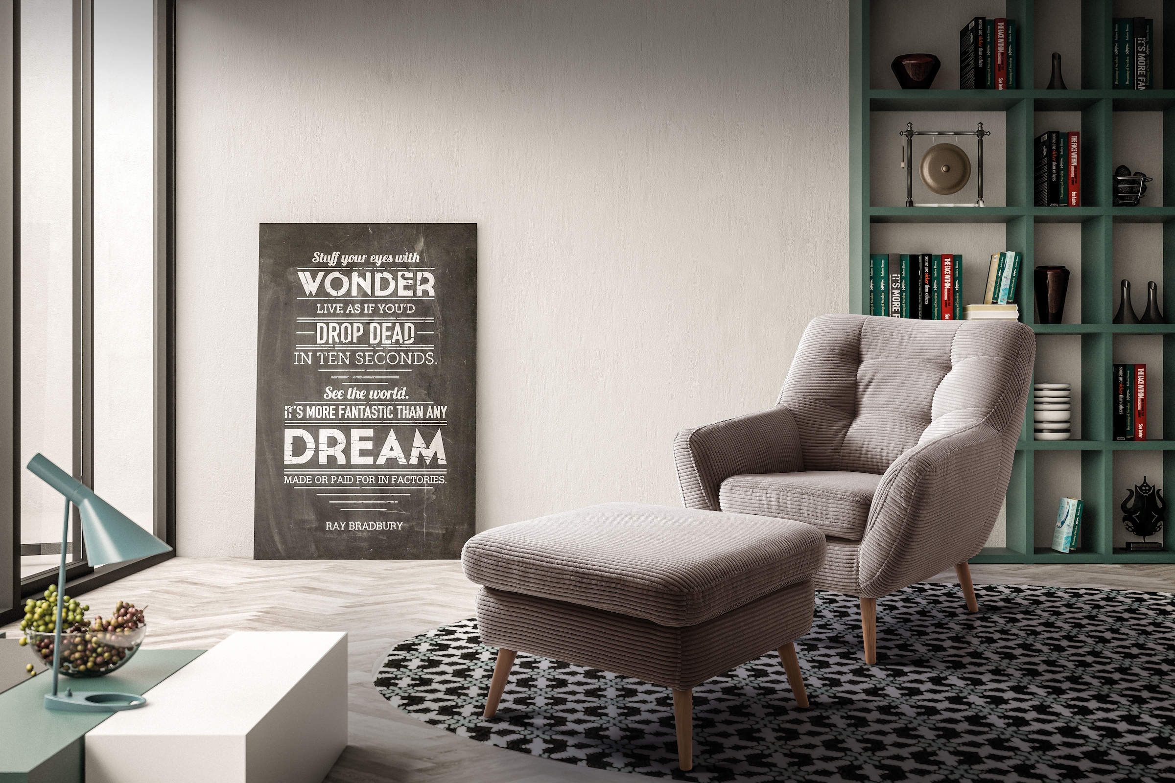 exxpo - sofa fashion Sessel »Scandi, Loungesessel mit tollem Sitzkomfort, hochwertige Polsterung«, bequem, hohe Holzfüße