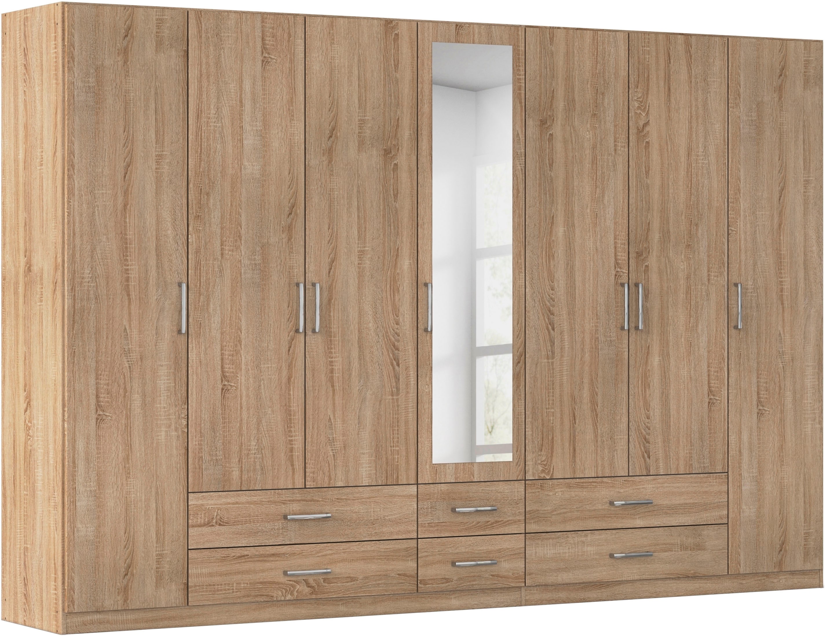 rauch Kleiderschrank "Schrank Garderobe Ankleide GAMMA Breiten 91/136/181/226/271/315/360 cm" in 3 Ausstattungen BASIC/CLASSIC/PREMIUM (inkl. SOFT-CLOSE-Funktion), verschiedene Griff-Varianten, mit Spiegel TOPSELLER MADE IN GERMANY