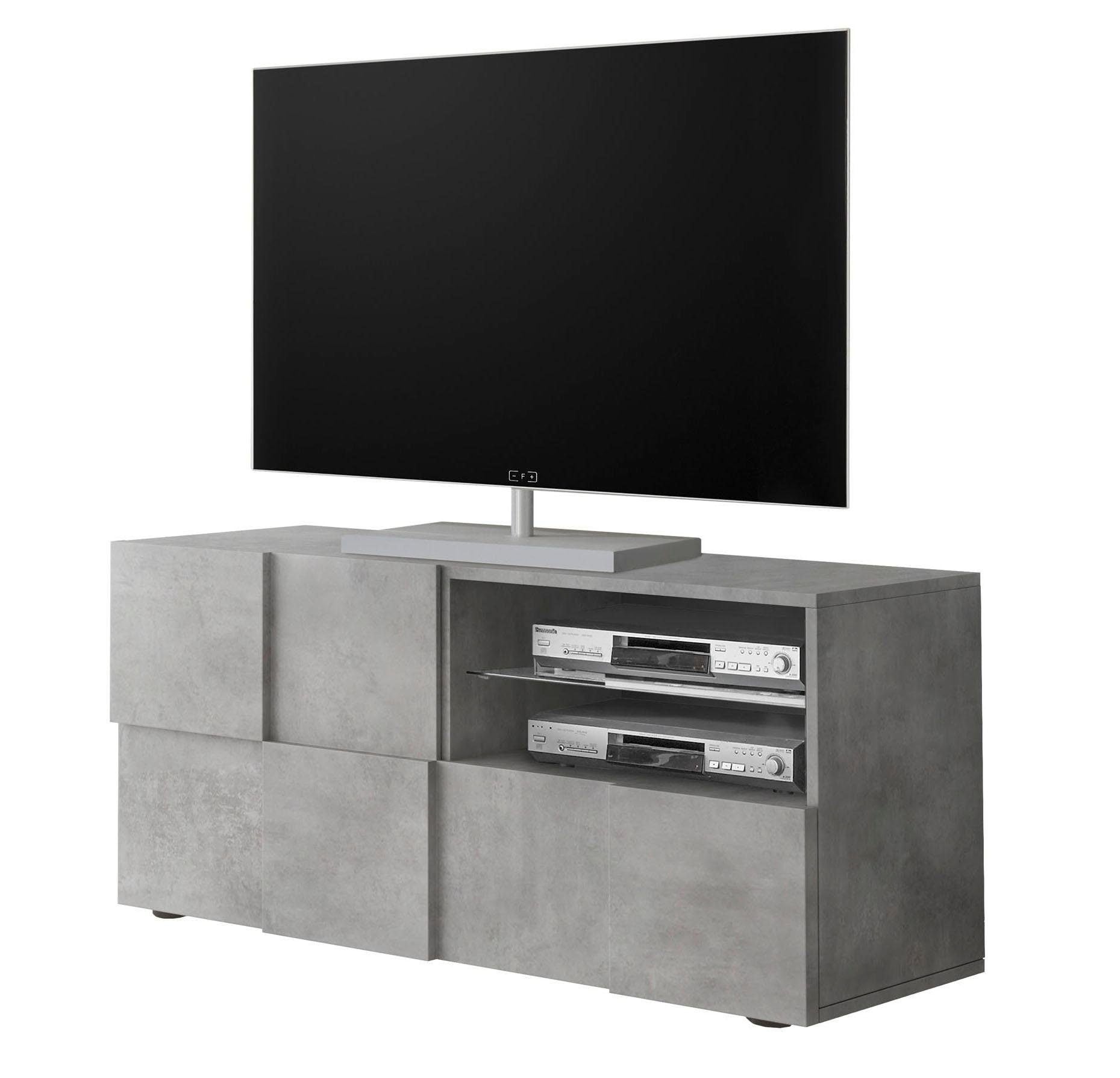 Home affaire Lowboard "Dama Breite 121 cm, TV-Board 1 Tür, 1 Schubkasten, TV-Schrank" Front in 3D-Optik, grifflos, verschiedene Farben